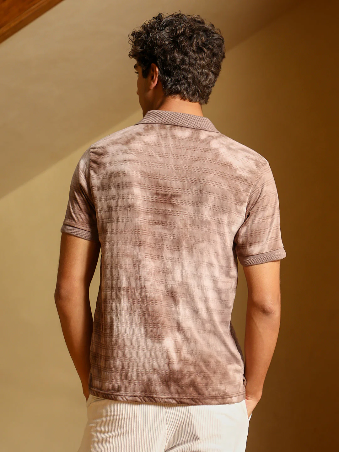 TheOddOnes Dye-Panel Jacquard Polo T-Shirt - Image 4