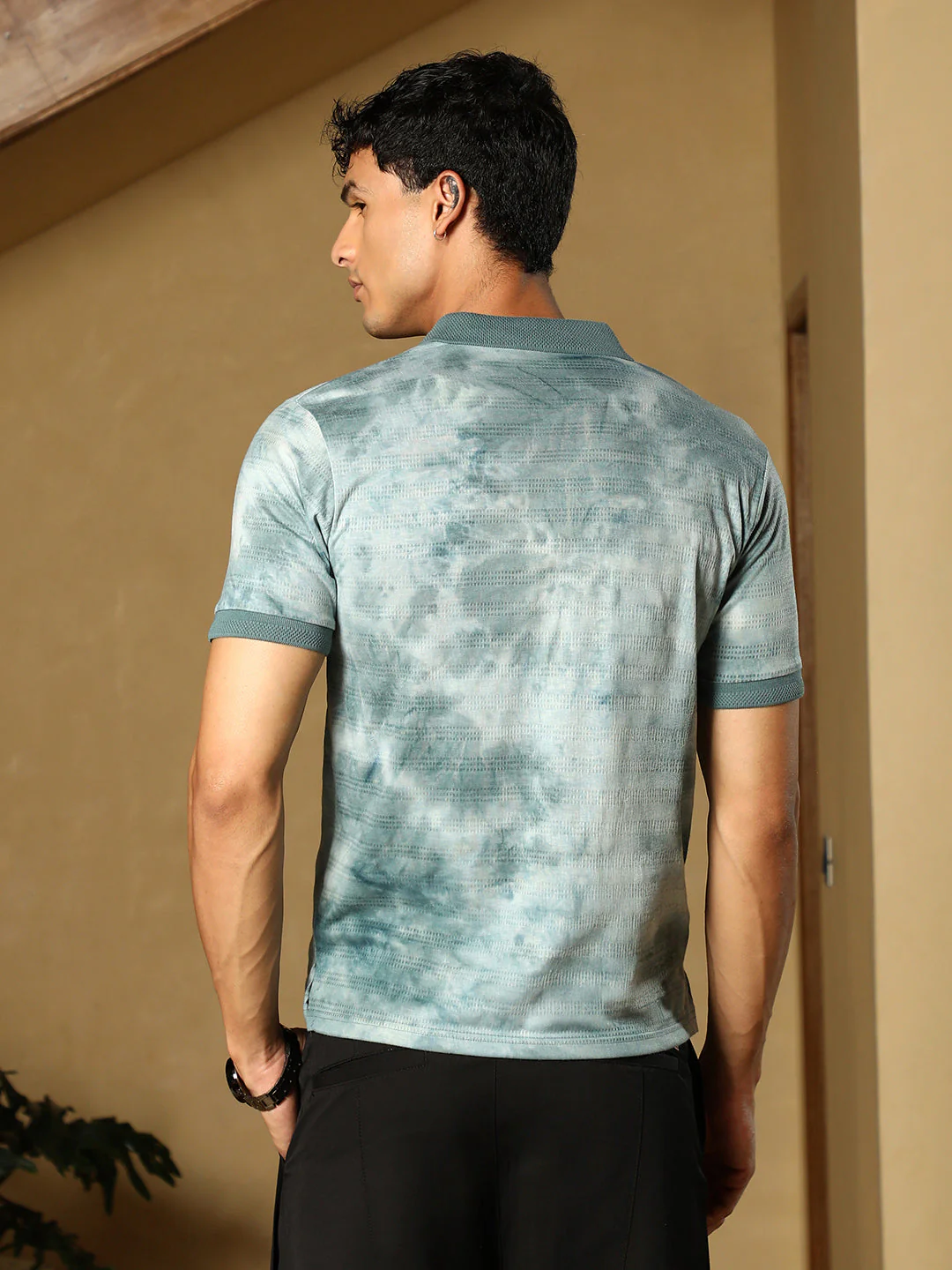 TheOddOnes Dye-Panel Jacquard Polo T-Shirt - Image 4