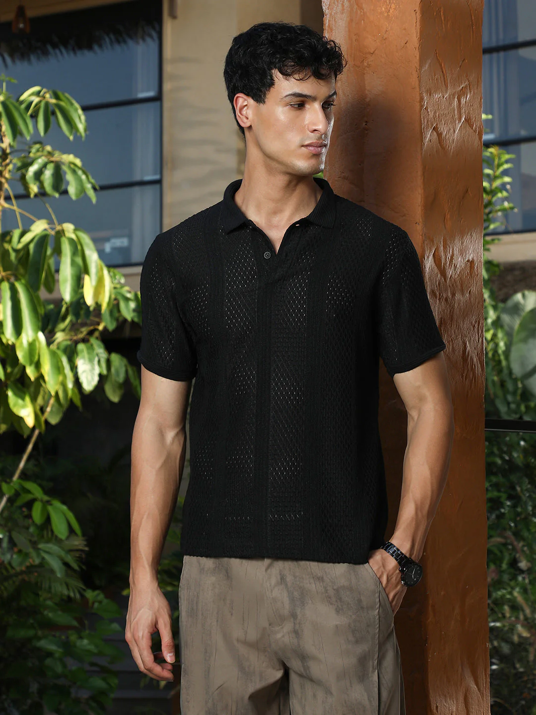 TheOddOnes Marquise-Panel Jacquard Polo T-Shirt - Image 2