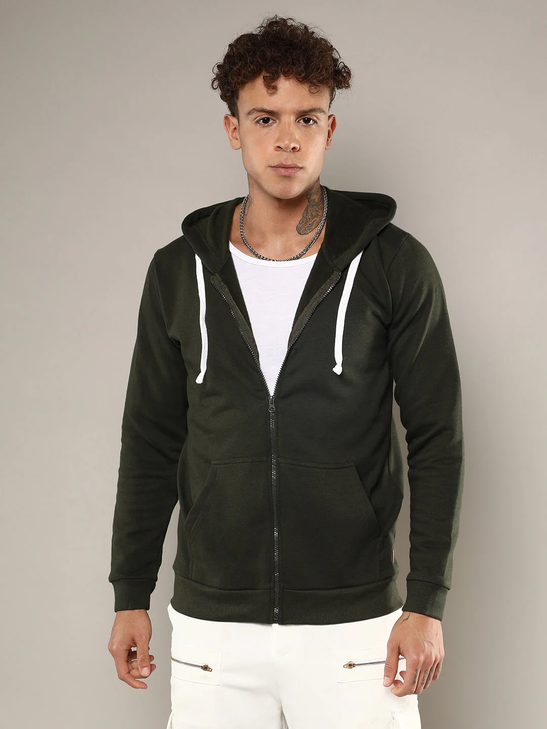 TheOddOnes Zip-Front Hoodie With Contrast Drawstring - Image 2