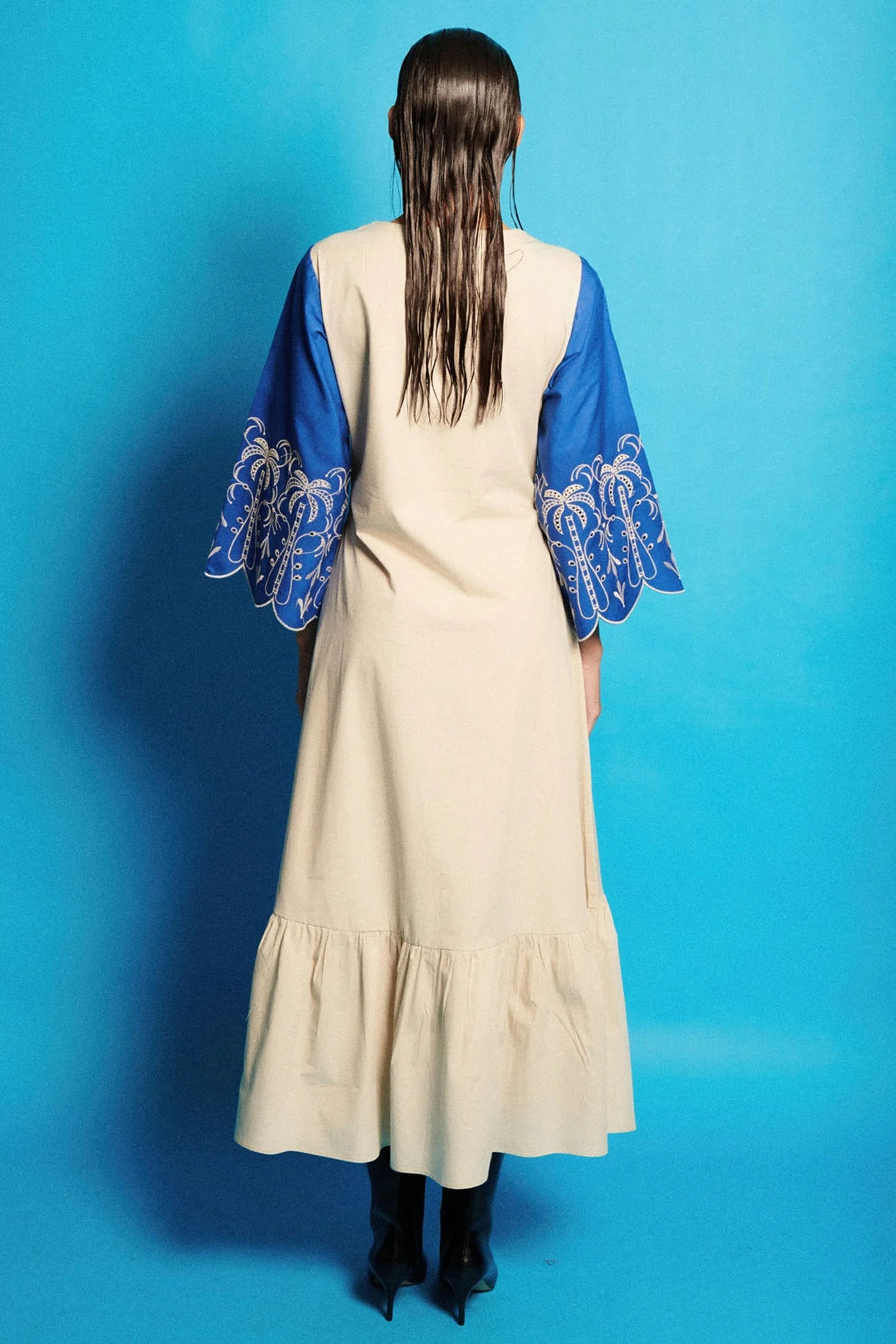 Thread Work V Neck Long Dress - Image 5
