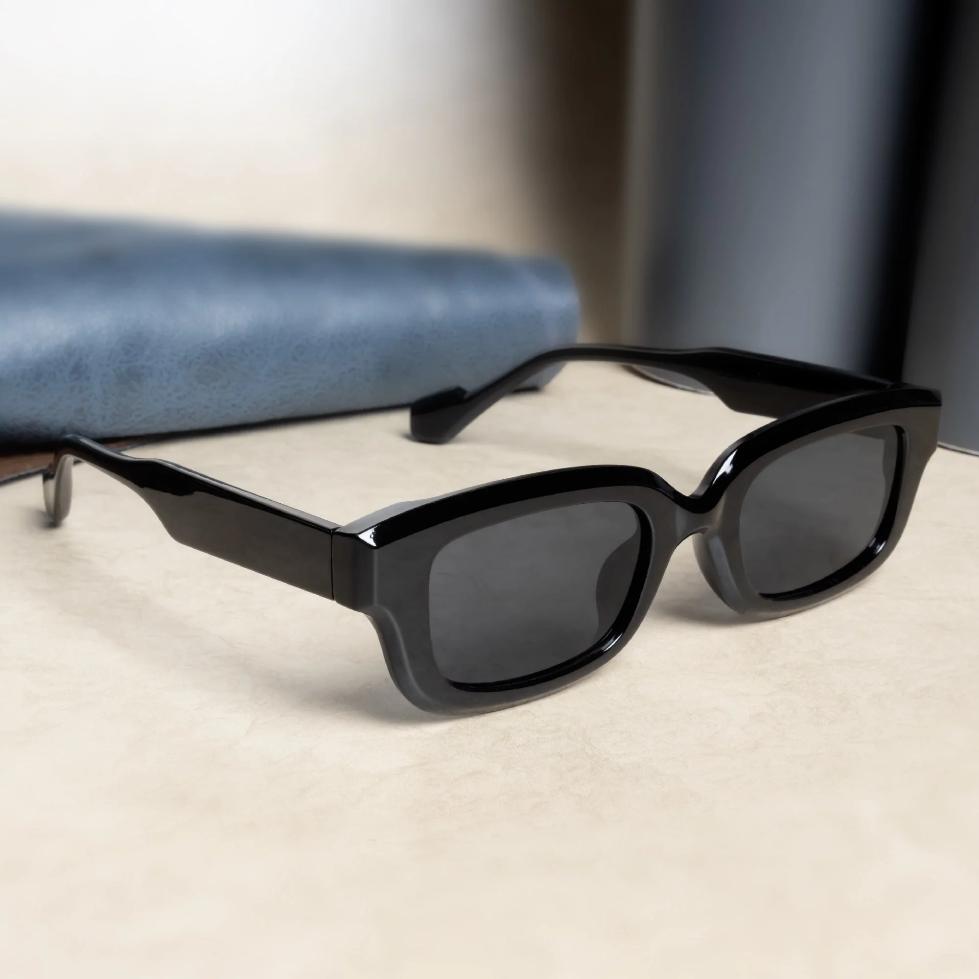 Thunder Full Black Rectangle Sunglasses - Image 3
