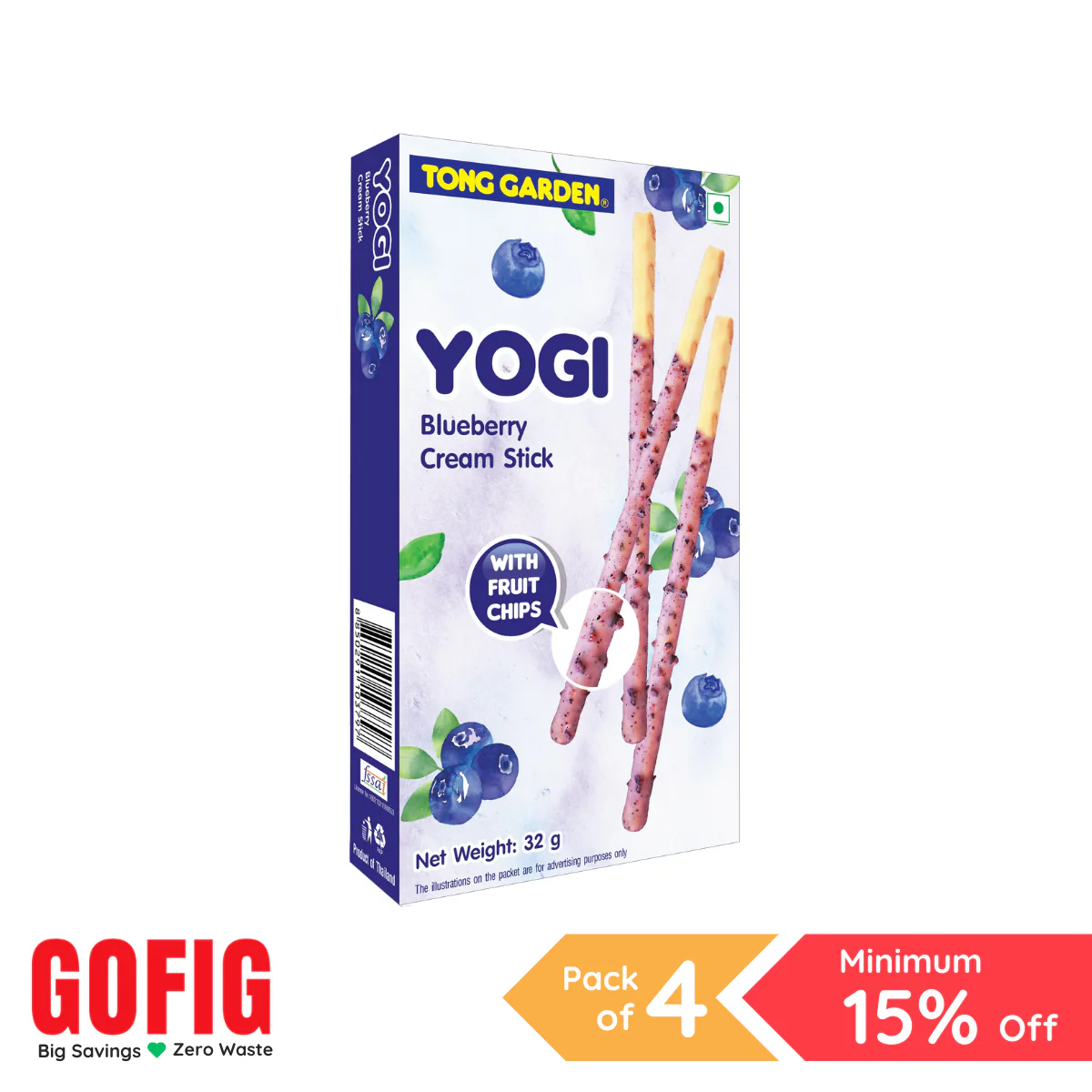 Tong Garden YOGI Blueberry Cream Stick (32 g) - Pack of 4