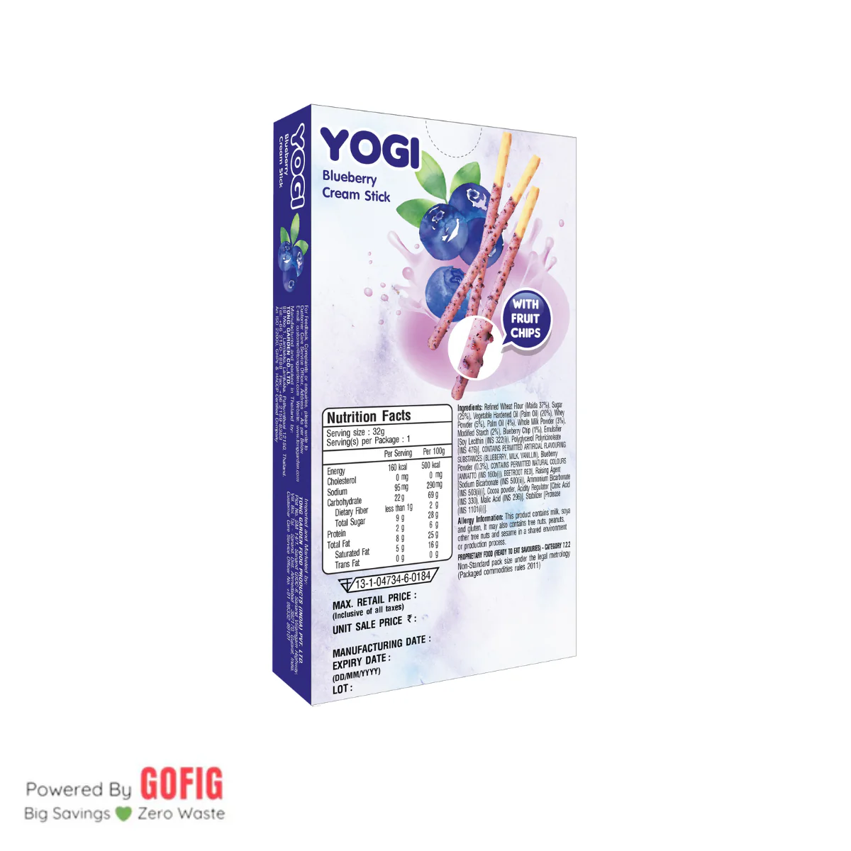 Tong Garden YOGI Blueberry Cream Stick (32 g) - Pack of 4 - Image 2