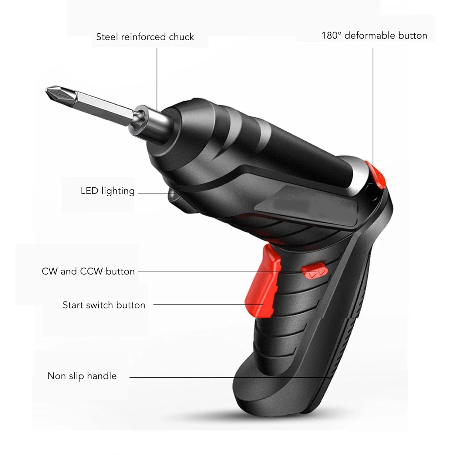 ToolKit: Cordless Electric Screwdriver Kit (47-Piece Set), 4.2V Rechargeable Portable Drill with USB Charging, 3.2Nm Torque for Home Repair & DIY - Image 4