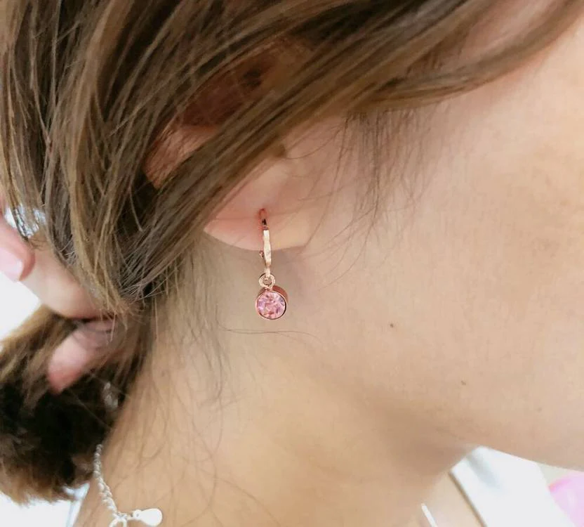 Top Quality Classical 18K Rose Gold Plated Cz Jewelry Earrings For Women/Girl Crystal Alloy Drops & Danglers, Clip-On Earring - Image 2