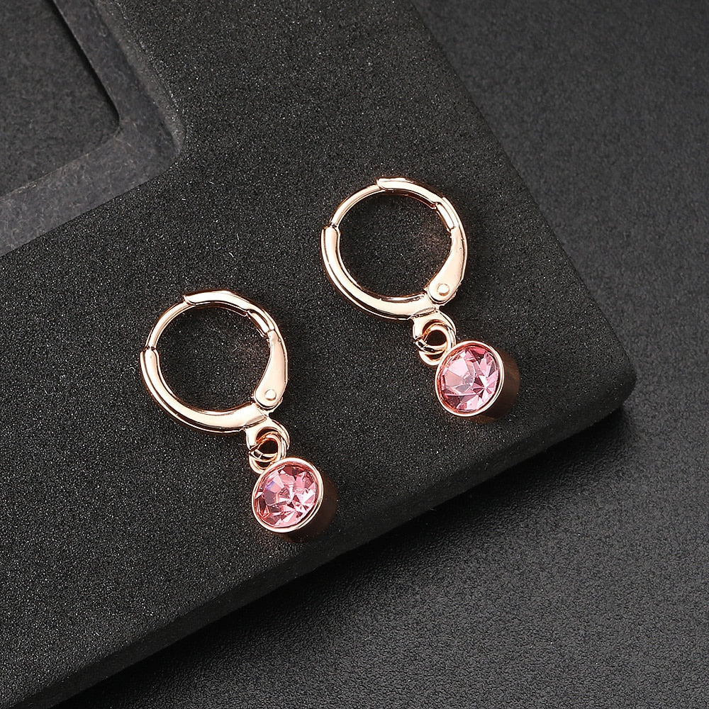 Top Quality Classical 18K Rose Gold Plated Cz Jewelry Earrings For Women/Girl Crystal Alloy Drops & Danglers, Clip-On Earring - Image 3