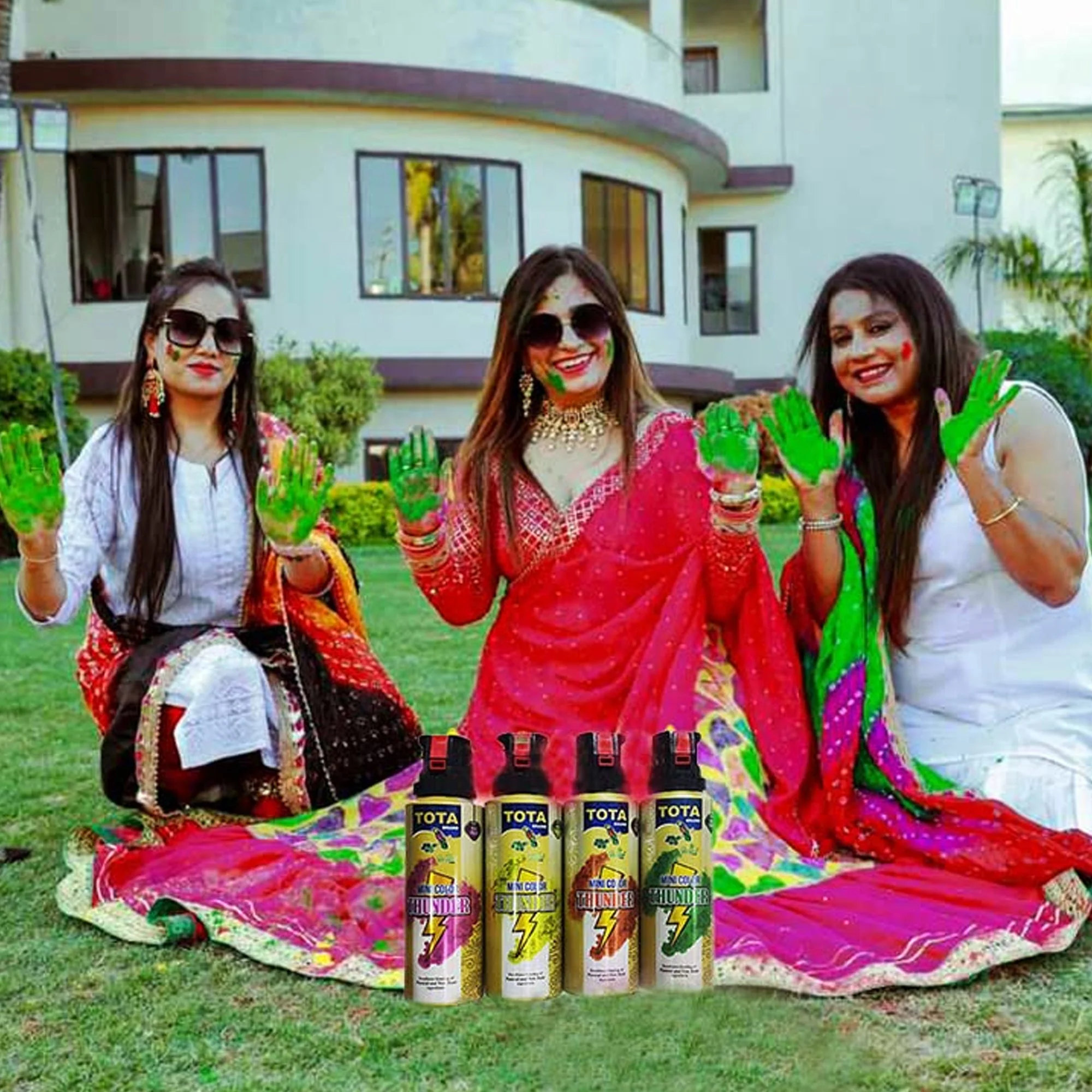 Tota Natural and Herbal Mini Thunder Plus Holi Gulal Colors for Celebration, Photoshoots, Festivals- Pack of 4 - Image 3