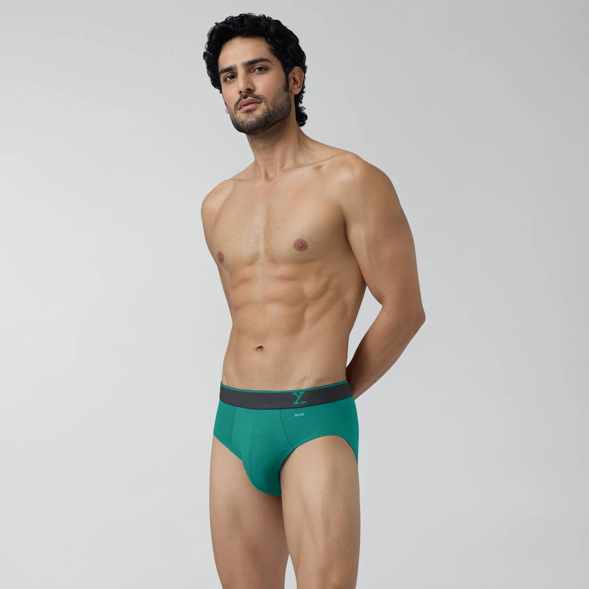 Traq Silver Cotton Briefs Aqua Green - Image 4