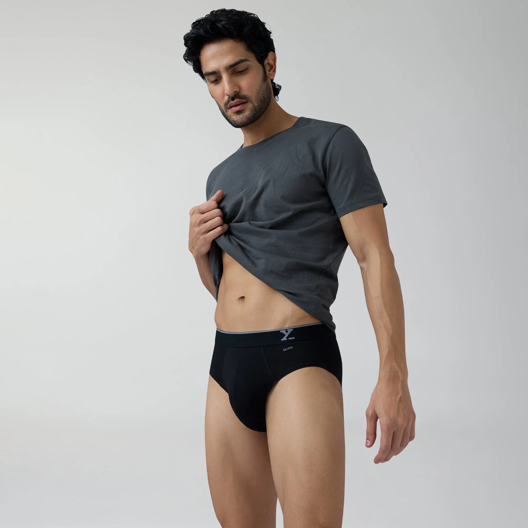 Traq Silver Cotton Briefs Black Knight - Image 3