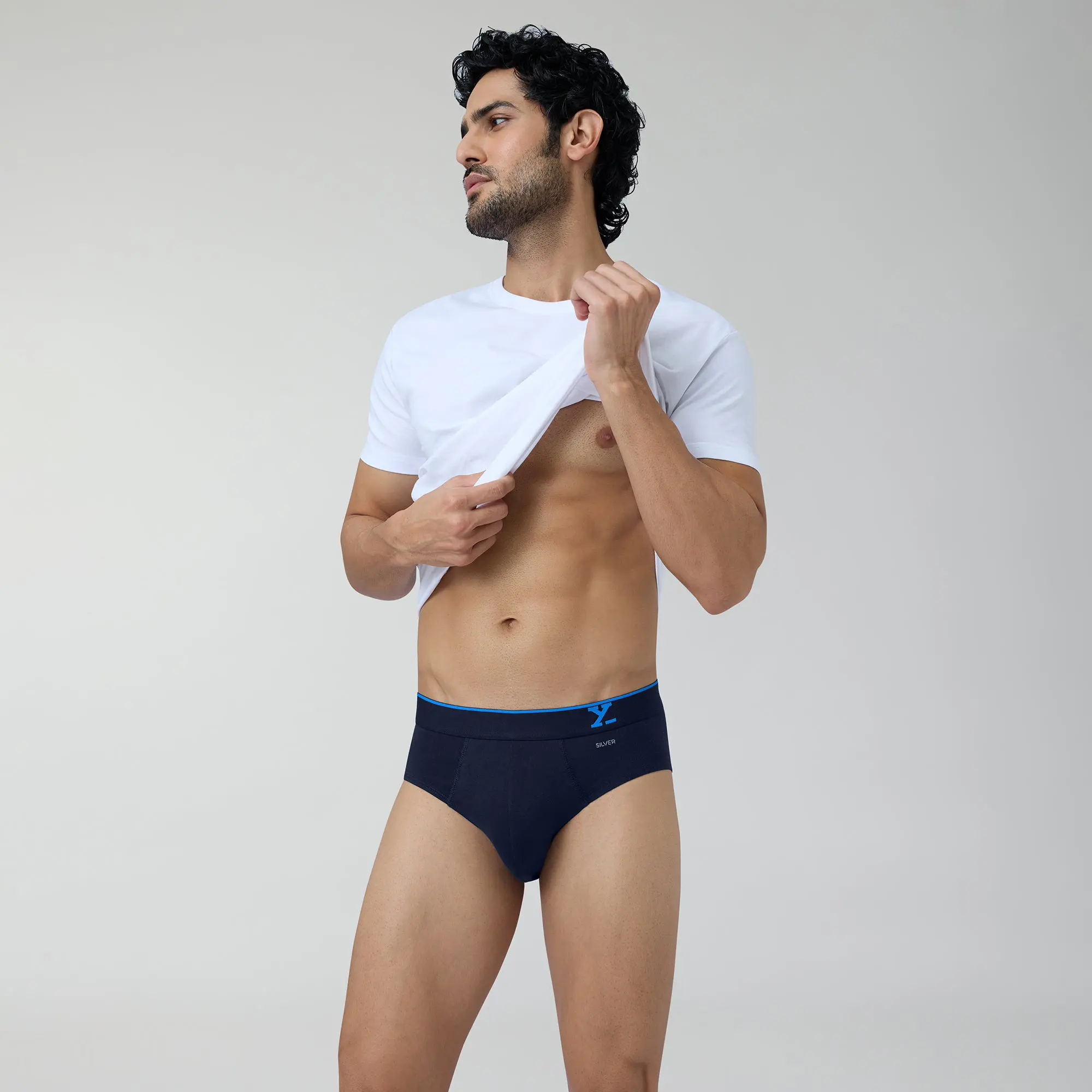 Traq Silver Cotton Briefs Midnight Blue - Image 3