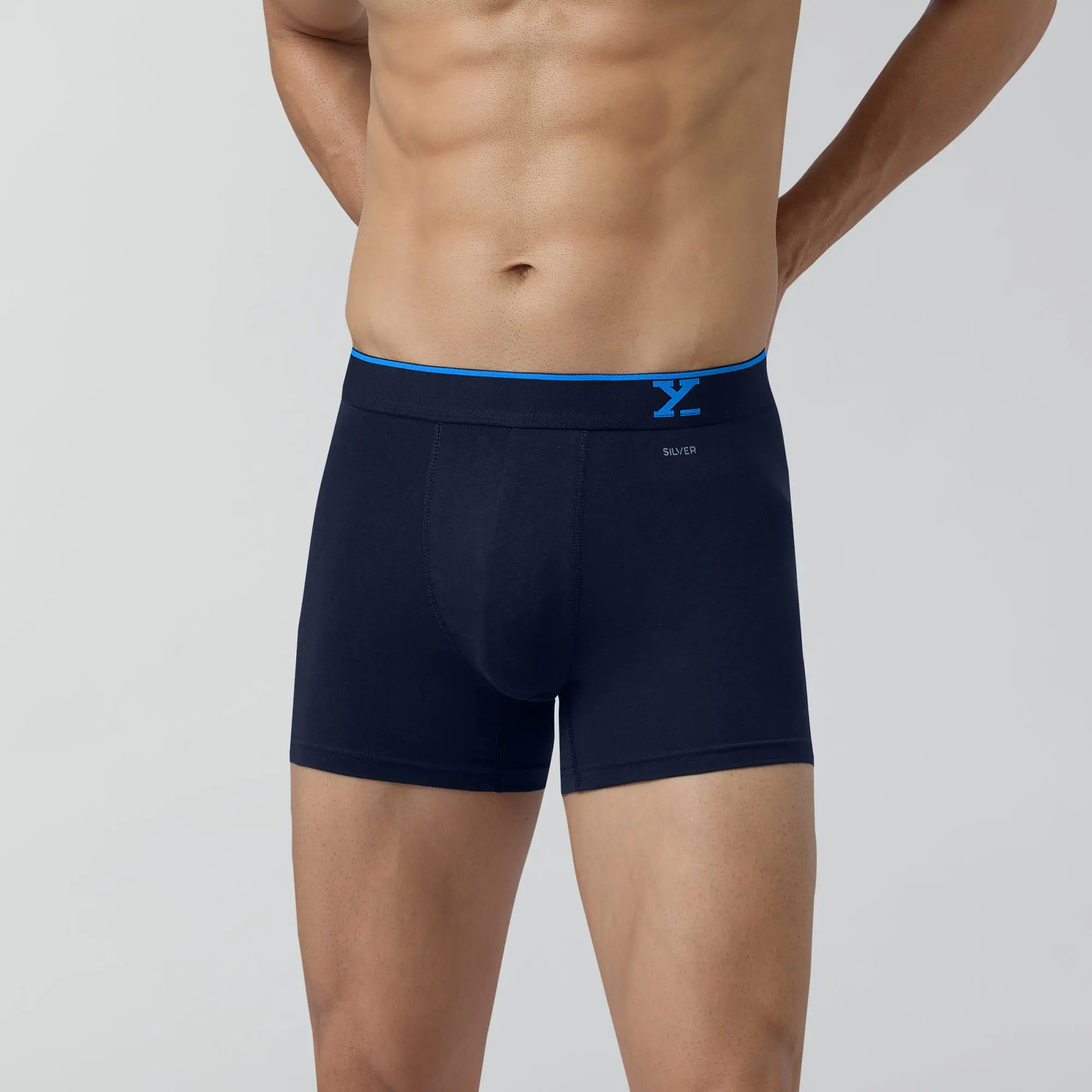 Traq Silver Cotton Trunks Midnight Blue - Image 2