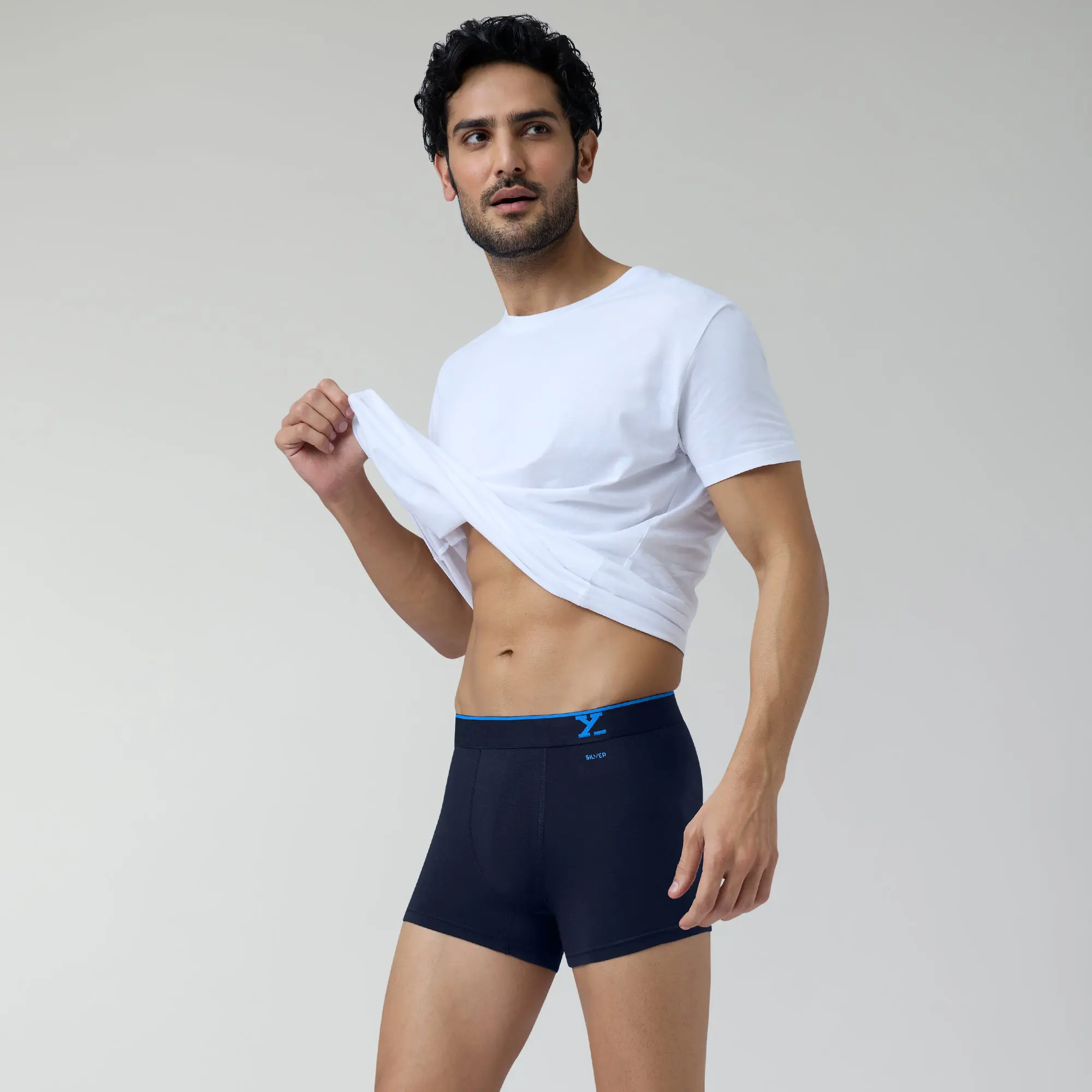 Traq Silver Cotton Trunks Midnight Blue - Image 3