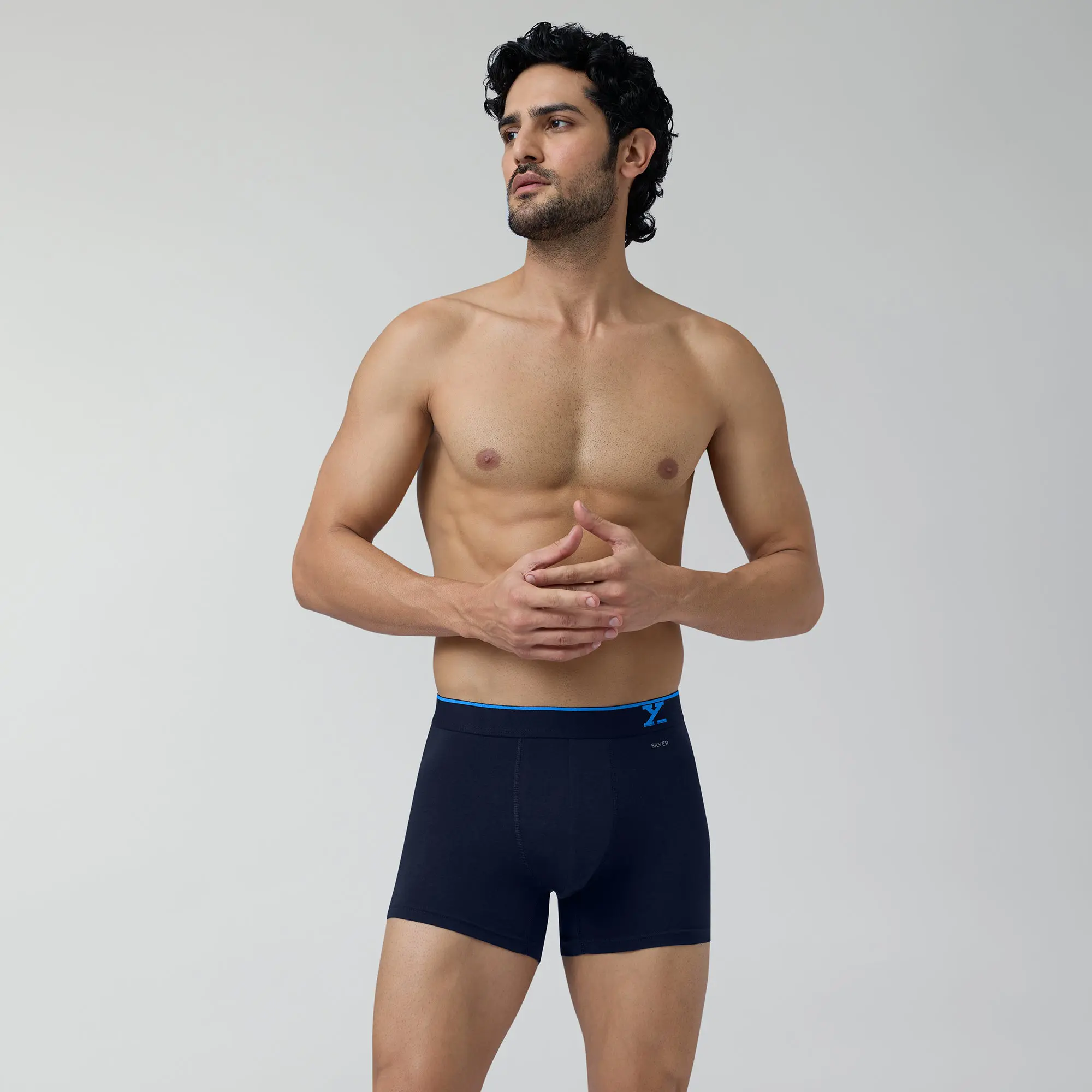 Traq Silver Cotton Trunks Midnight Blue - Image 4