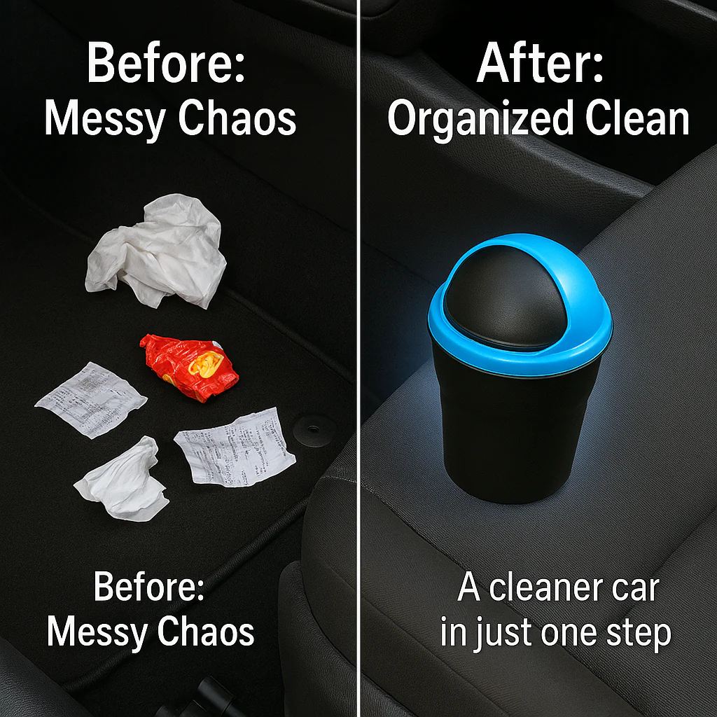 Trashie: Compact Car Trash Bin with Flip Lid, Portable Dustbin for Car Cup Holders, Desks & Travel Use, Mini Waste Container for Clean Interiors - Image 3