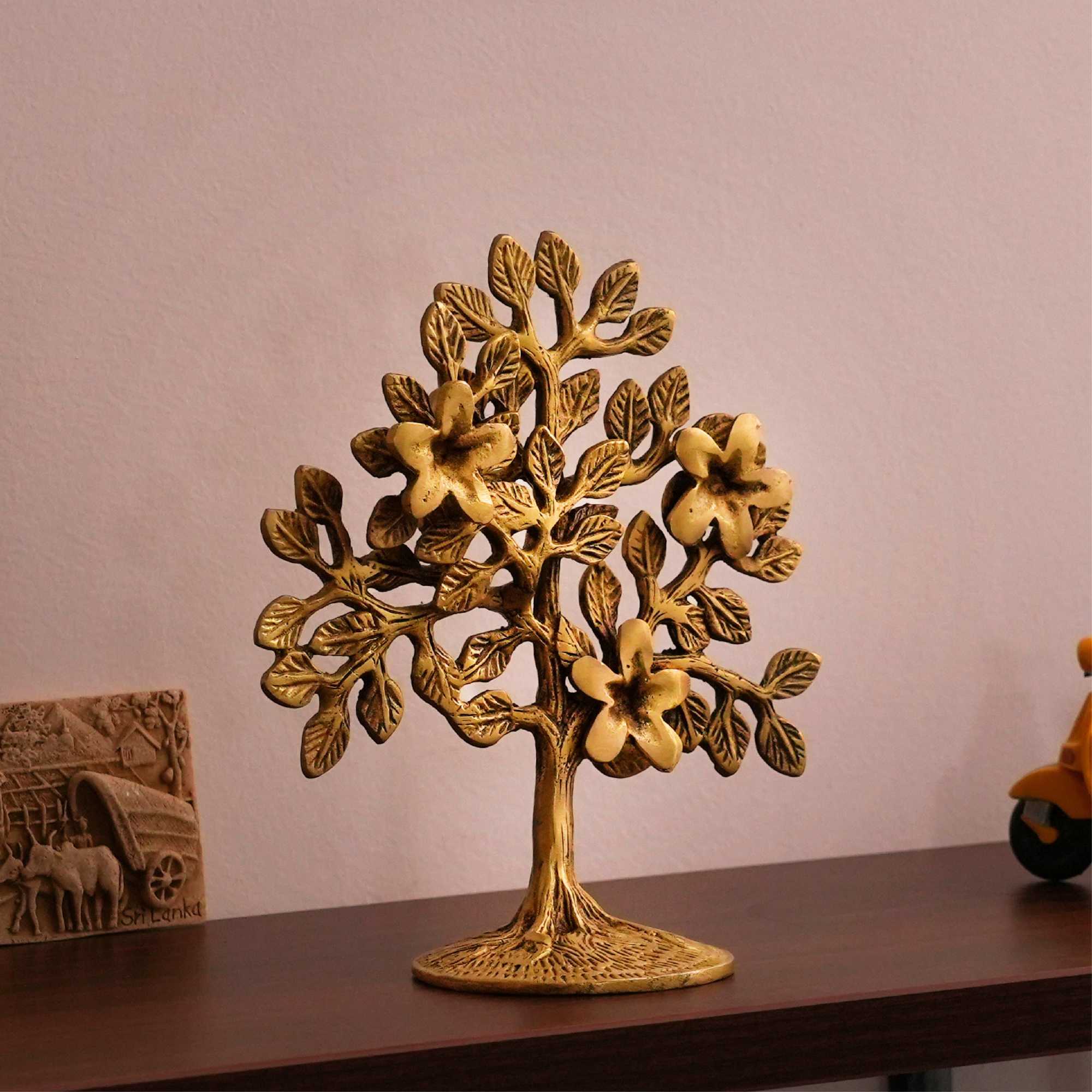 Tree Of Life Sculpture | 100% Pure Brass | Yellow Antique Finish