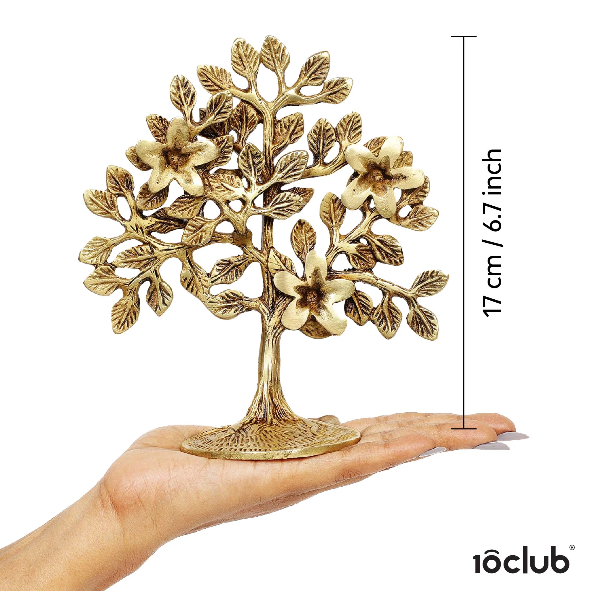 Tree Of Life Sculpture | 100% Pure Brass | Yellow Antique Finish - Image 3