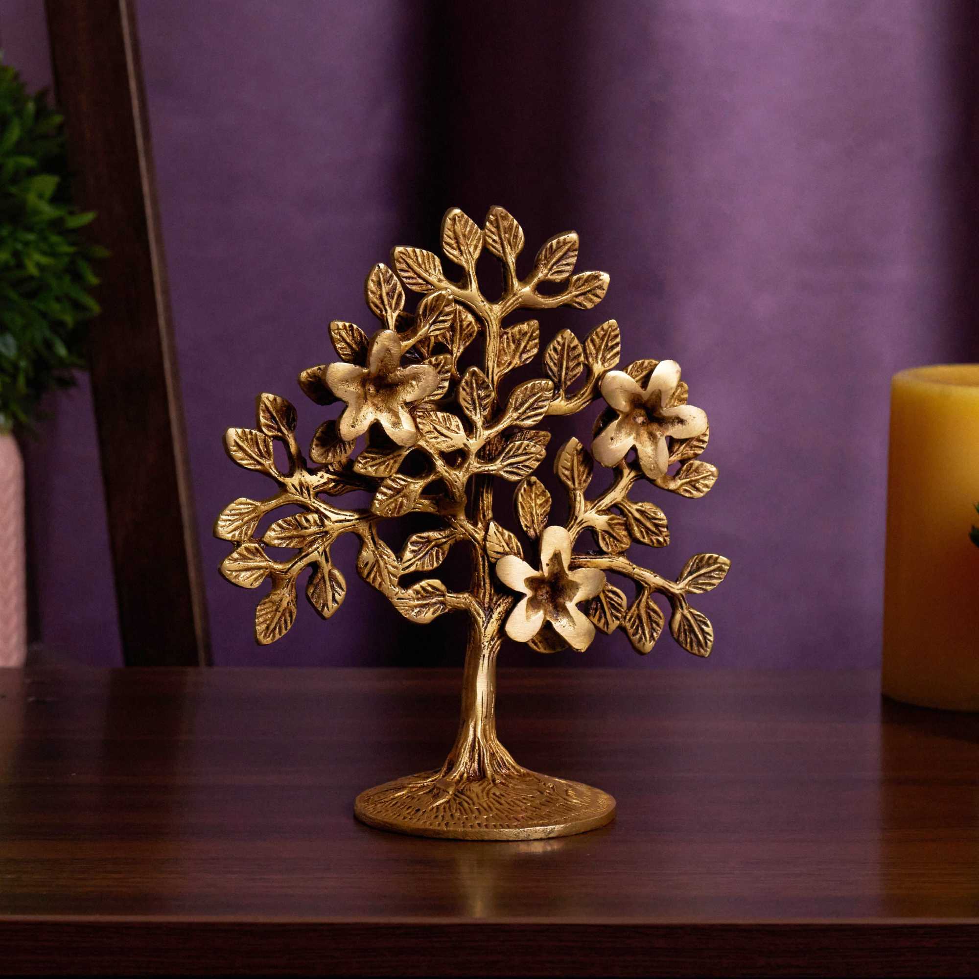 Tree Of Life Sculpture | 100% Pure Brass | Yellow Antique Finish - Image 6
