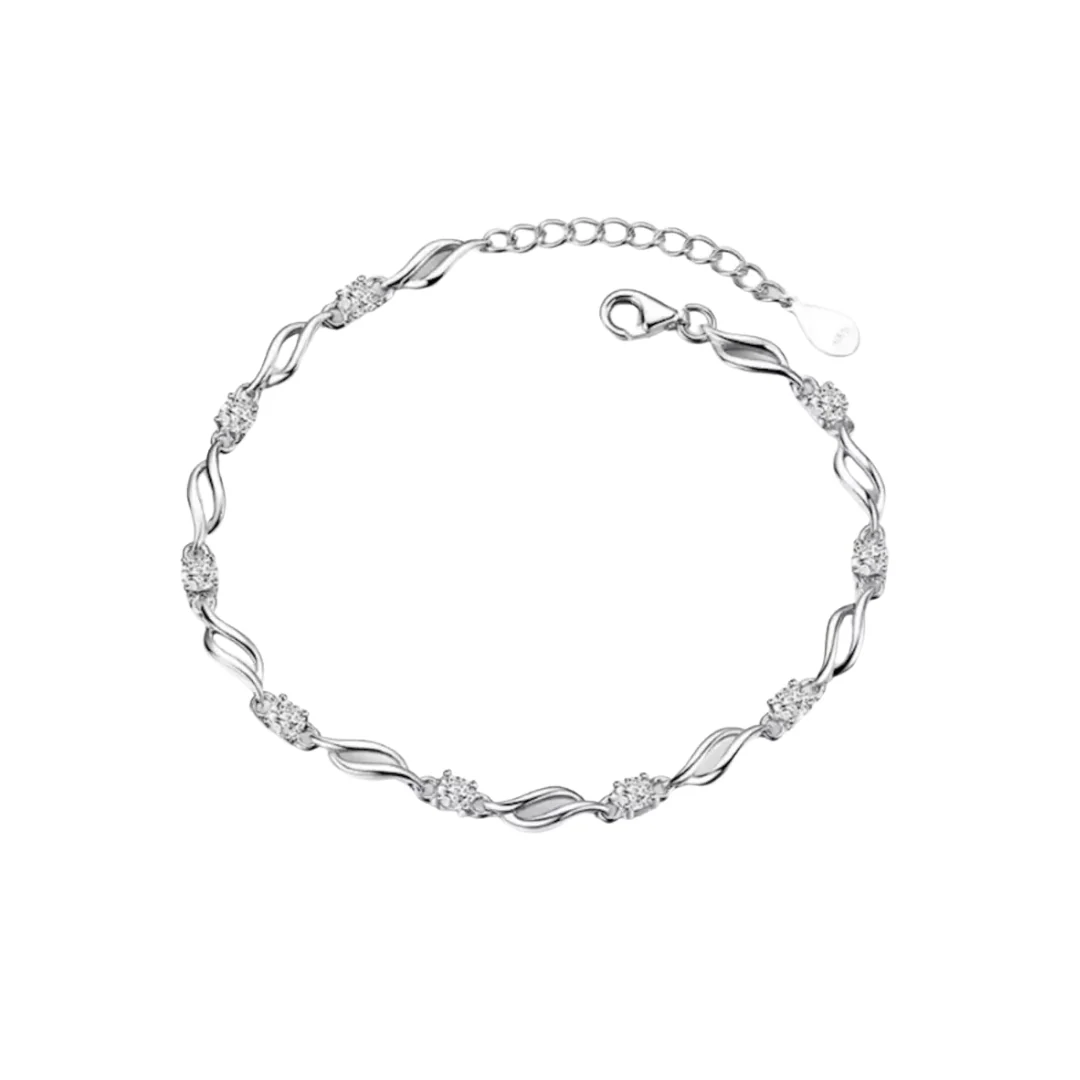 Trendy Sterling Silver Stone Studded Bracelet For Girls - Image 22