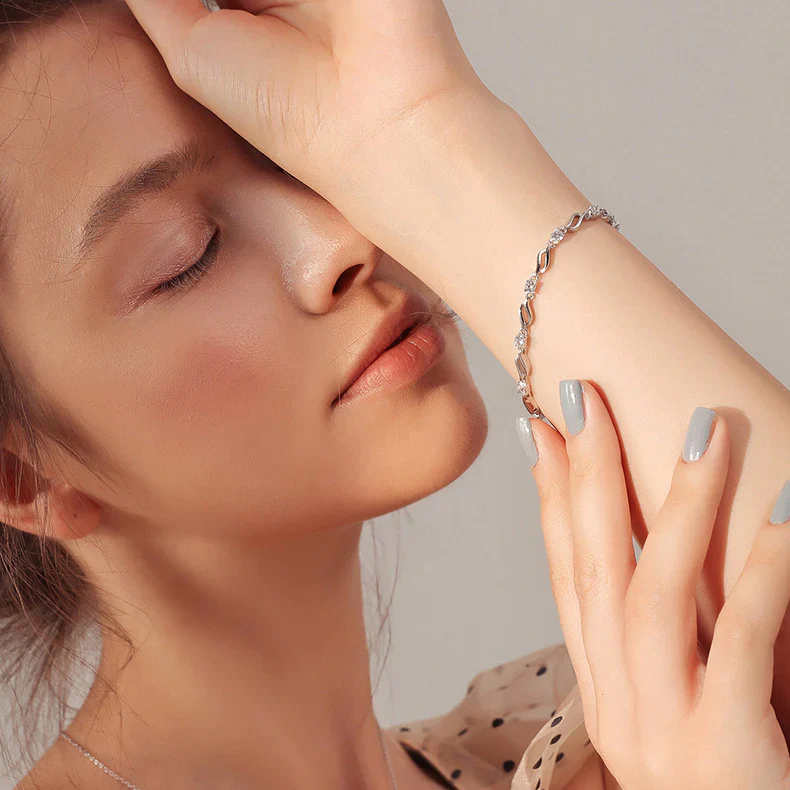 Trendy Sterling Silver Stone Studded Bracelet For Girls - Image 3