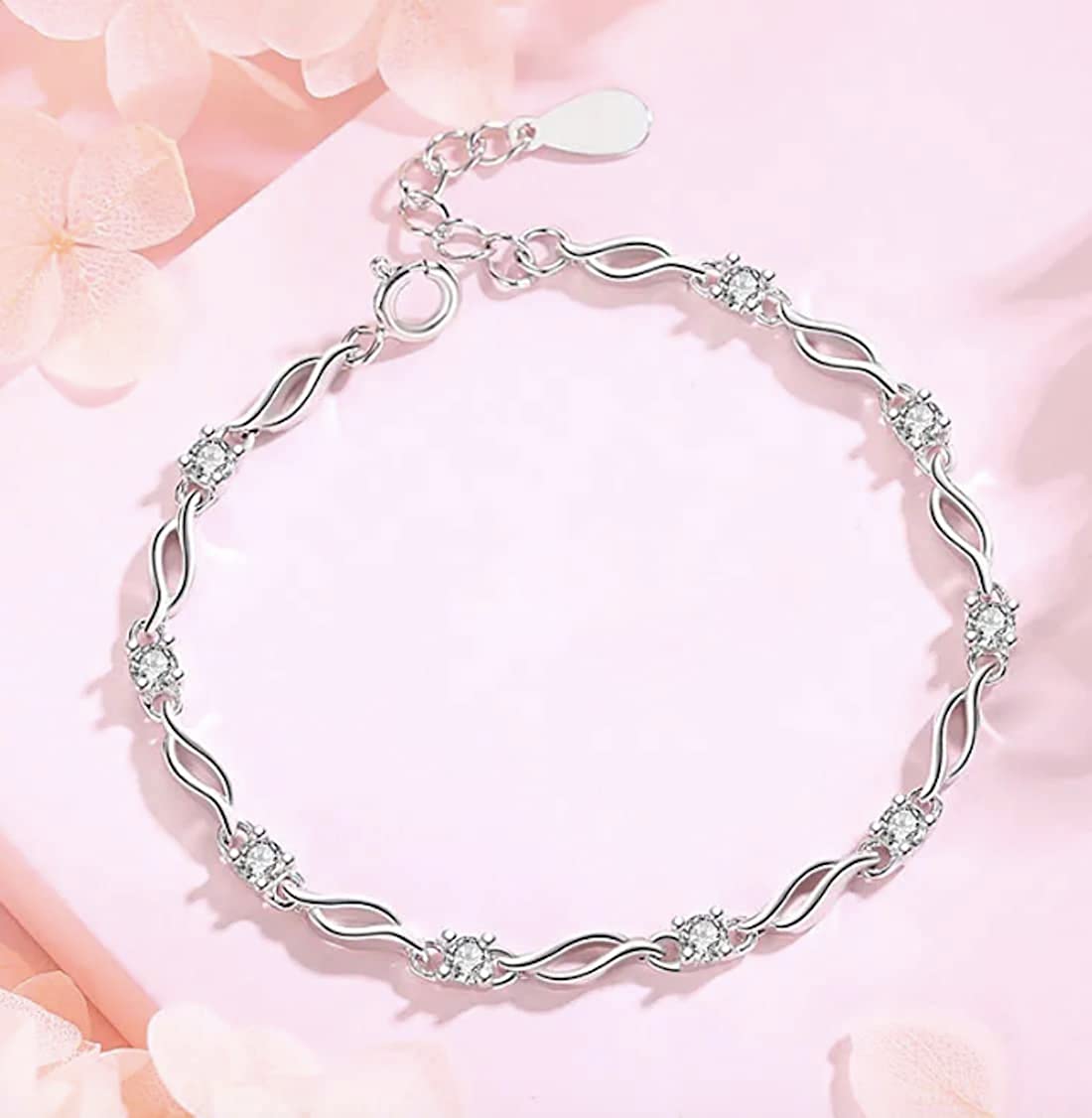 Trendy Sterling Silver Stone Studded Bracelet For Girls - Image 5