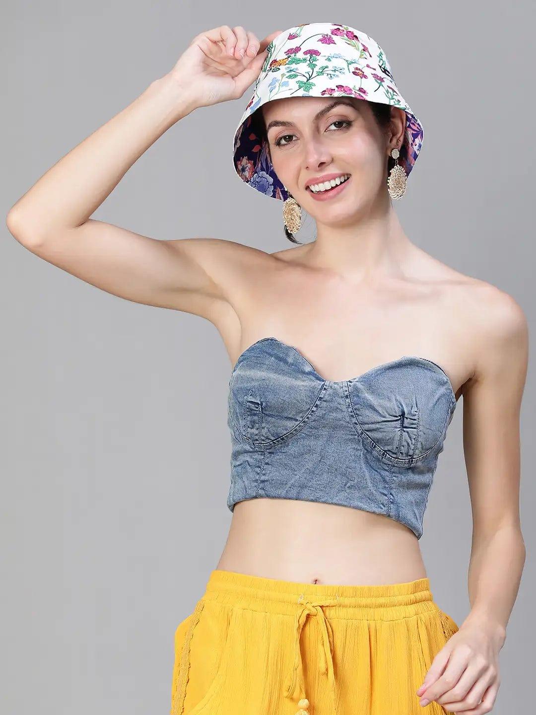 Trendz Floral Print Reversible Women Bucket Hat For Stylish - Image 8