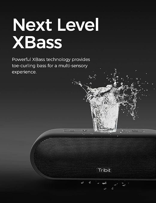 Tribit MaxSound Plus 24W Bluetooth Wireless Speakers,Powerful Louder Sound&amp;Exceptional XBass(Independent XBass Button),Built in Mic,IPX7 Waterproof,20H Playtime,100ft BT Range for Party/Travel , Black(Unboxed) - Image 5