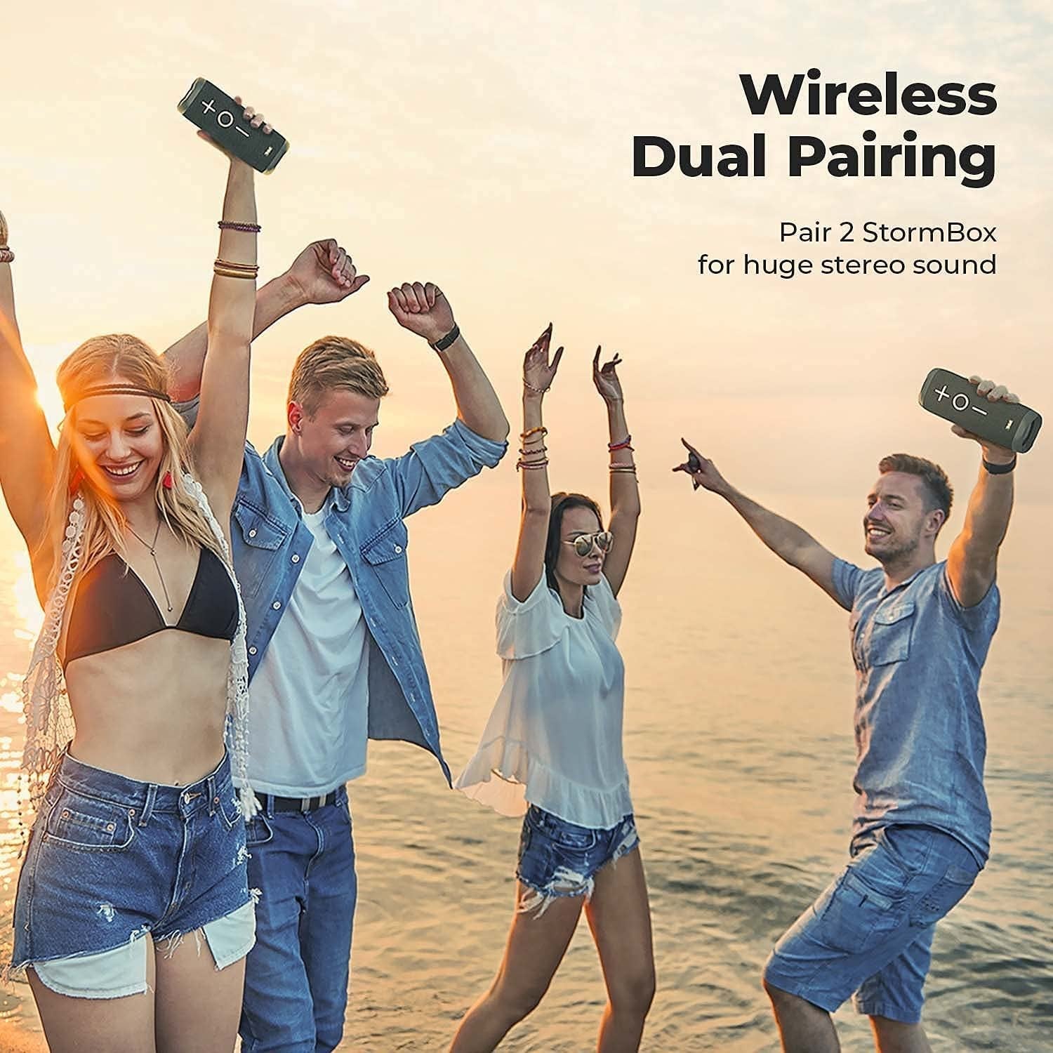 Tribit StormBox 24W Bluetooth Wireless Speakers,360°Surround Sound,Enhanced Bass-Independent XBass Button,Wireless Dual Pairing,Built-In Mic,IPX7 Waterproof,20H Playtime,Outdoor Portable Speaker,Black(Unboxed) - Image 5