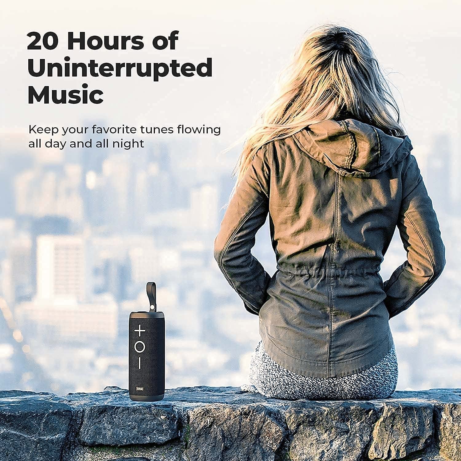 Tribit StormBox 24W Bluetooth Wireless Speakers,360°Surround Sound,Enhanced Bass-Independent XBass Button,Wireless Dual Pairing,Built-In Mic,IPX7 Waterproof,20H Playtime,Outdoor Portable Speaker,Black(Unboxed) - Image 6