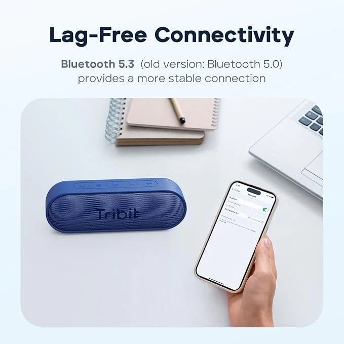 Tribit Updated Version XSound Go Wireless Bluetooth 5.3 Speakers with Loud Stereo Sound &amp; Rich Bass 16W,24H Playtime,150 ft Bluetooth Range,Outdoor Lightweight IPX7 Waterproof,Built-in Mic (Black)(Unboxed) - Image 2