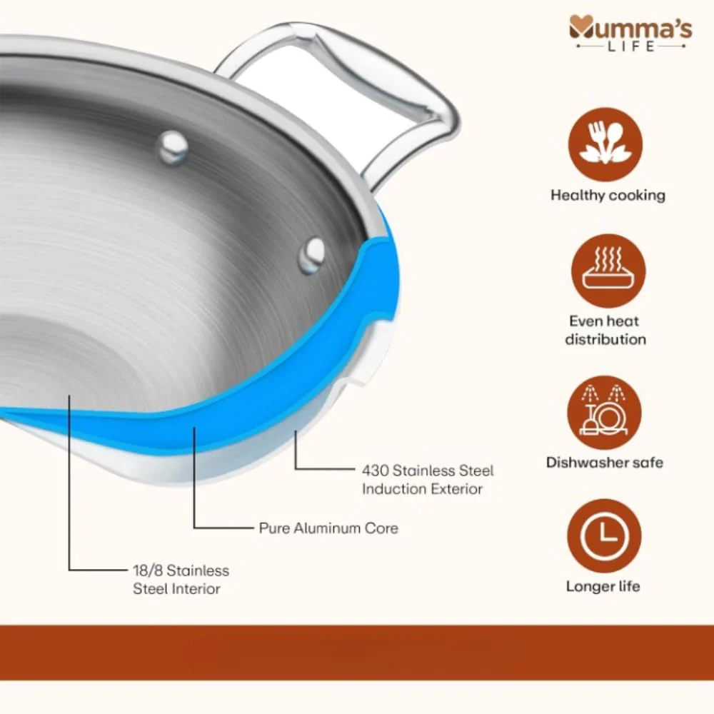 Triply Stainless Steel Kadai with Heavy Bottom - Image 19