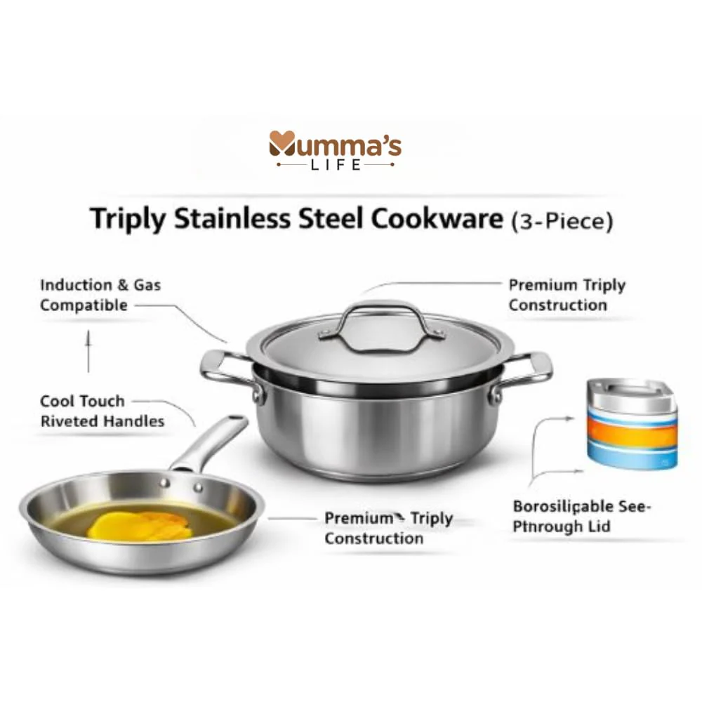 Triply Stainless Steel Kadai with Heavy Bottom - Image 32