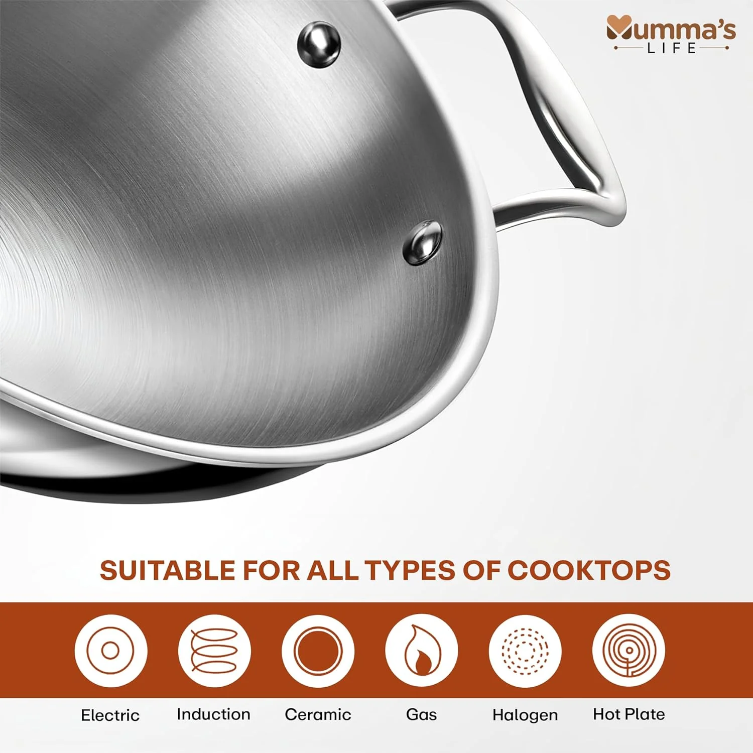 Triply Stainless Steel Kadhai (Induction Base) - Image 6