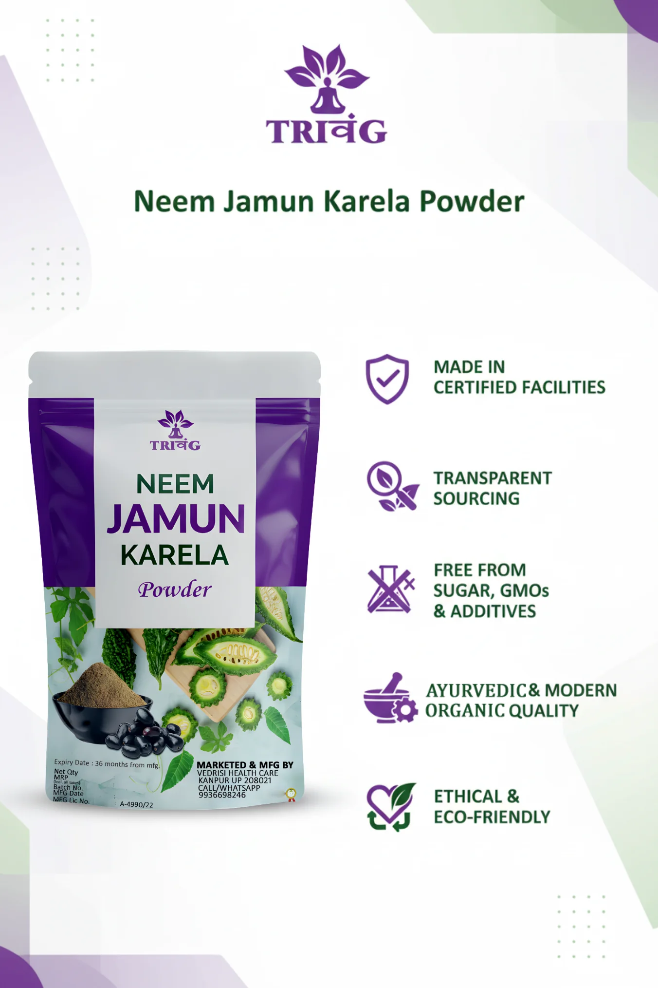 Trivang Neem Jamun Karela Powder - Image 3