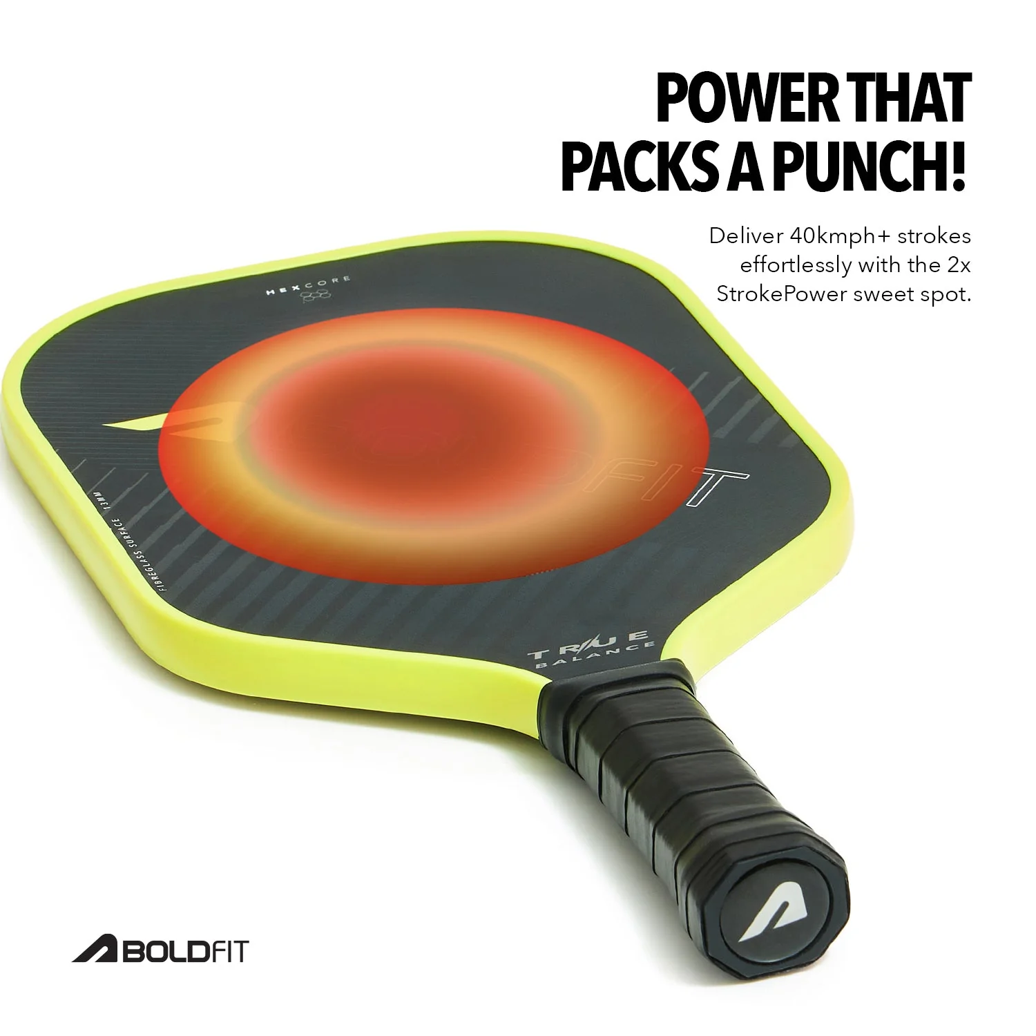 TrueBalance Pickle Ball Paddle - Black/Yellow - Image 4