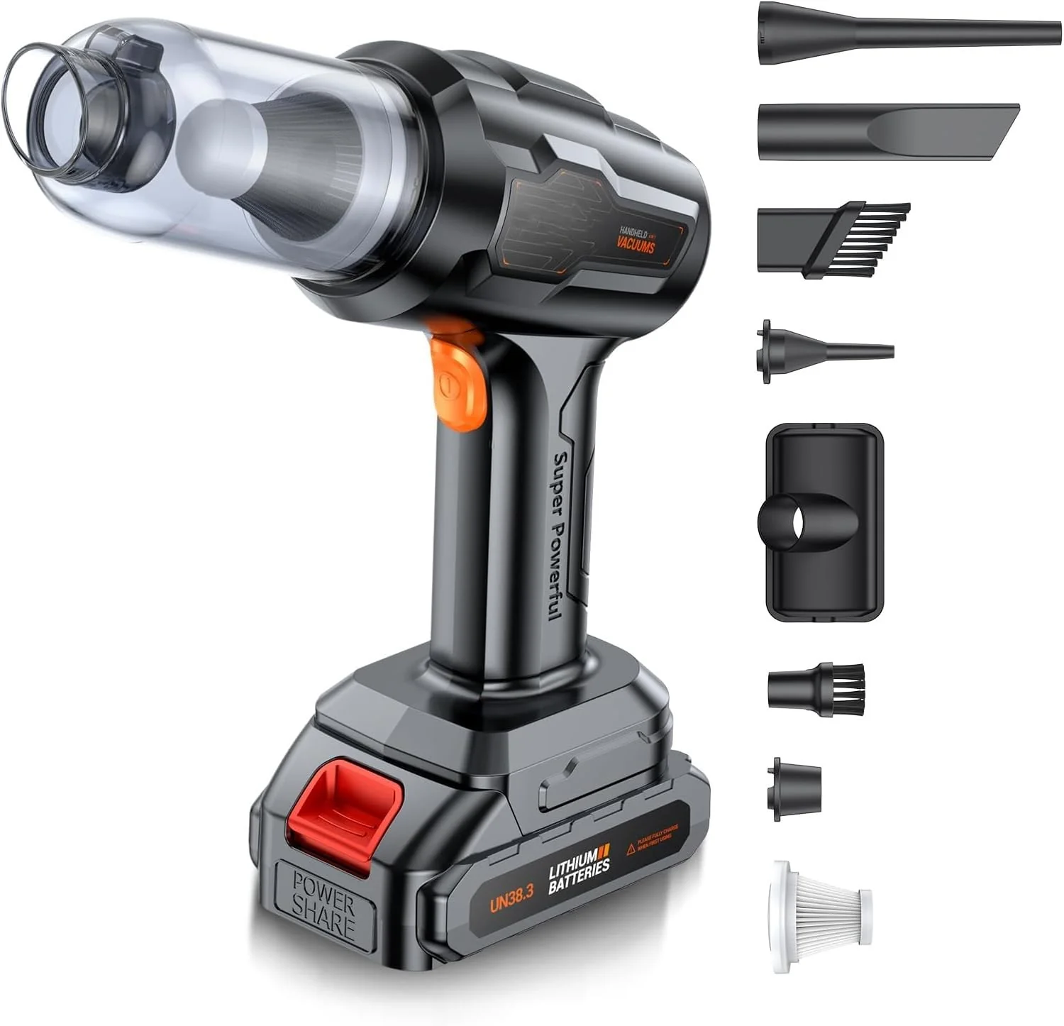 TurboVac: Super Powerful Cordless Vacuum Cleaner with 21,000Pa Suction, Detachable Battery & Multi-Nozzle Attachments