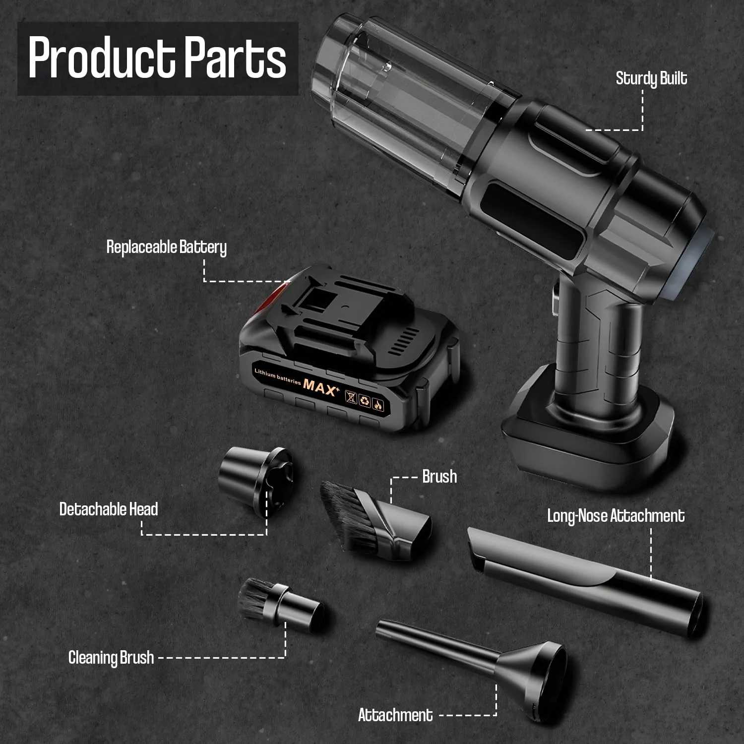 TurboVac: Super Powerful Cordless Vacuum Cleaner with 21,000Pa Suction, Detachable Battery & Multi-Nozzle Attachments - Image 6