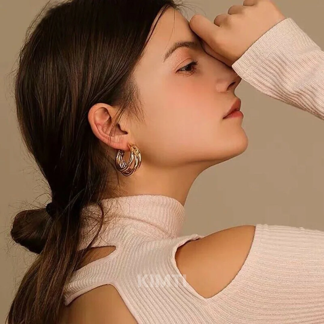 Turn Him On Golden Hoops Earring — Buy Any 5 for Rs. 599 - Image 2