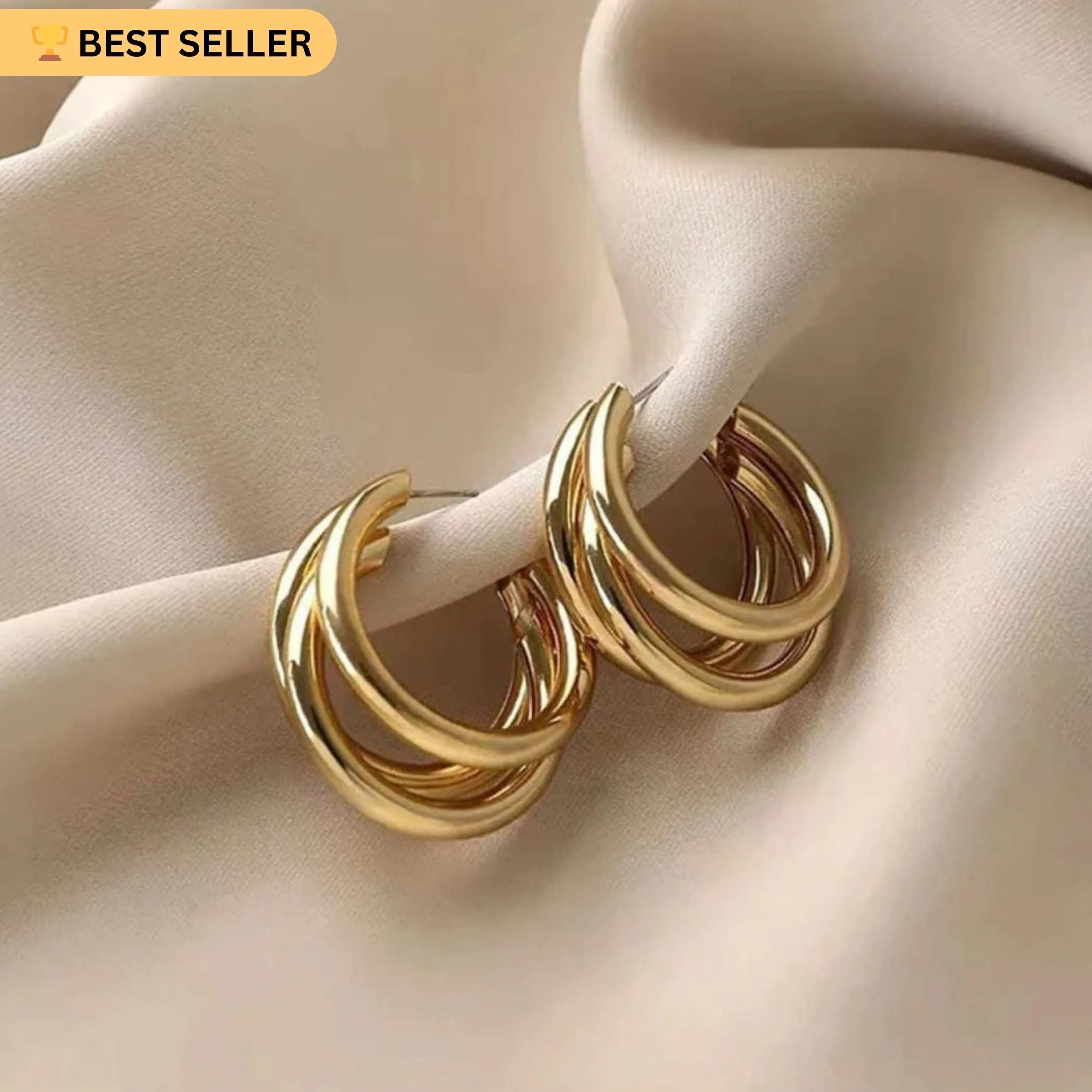Turn Him On Golden Hoops Earring — Buy Any 5 for Rs. 599 - Image 3