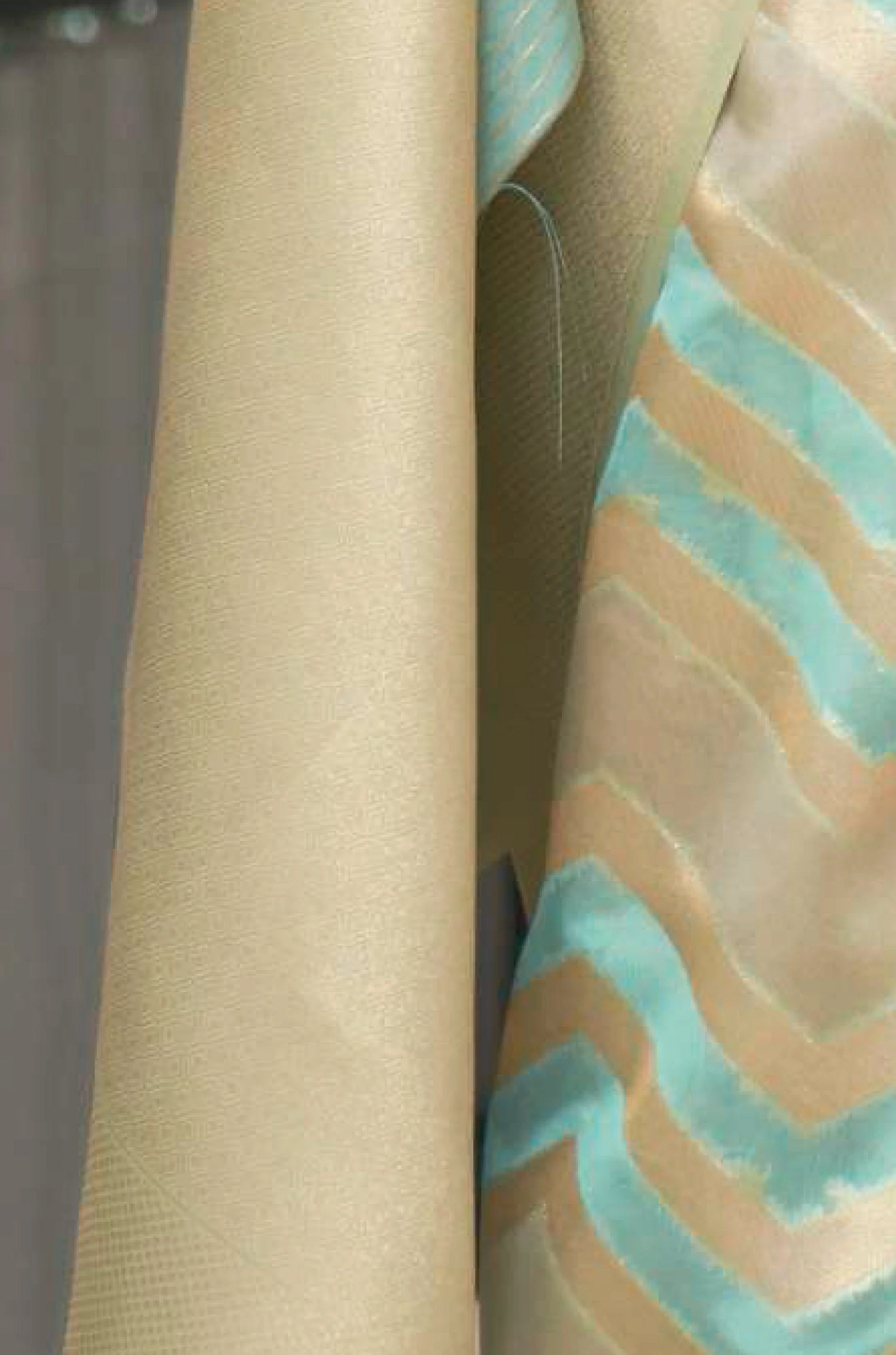 Turquoise Blue Golden Woven Organza Saree - Image 2