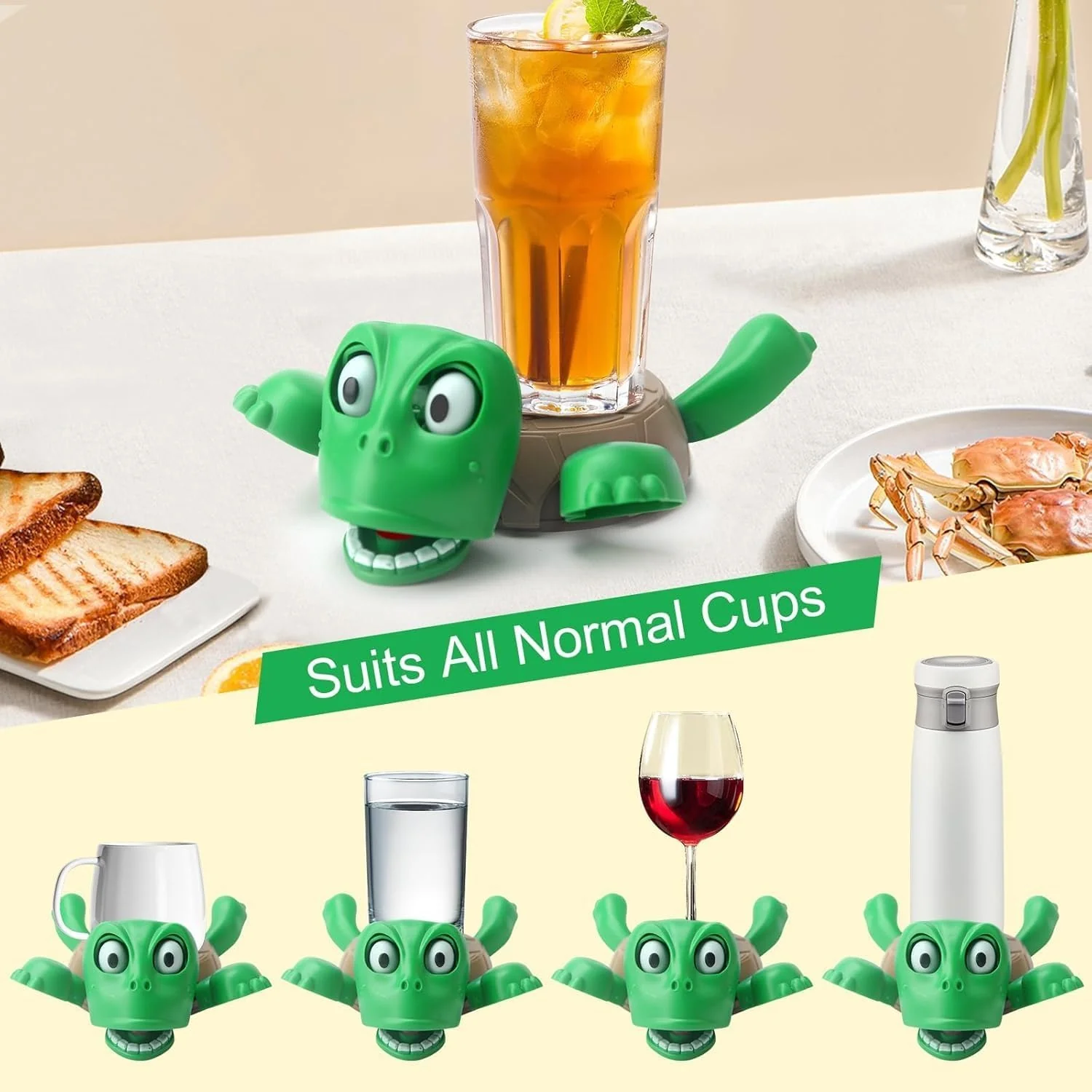 Turtini: Funny Turtle Cup Holder & Coaster, Popping Drink Tortoise Coaster for Table, Desk & Bar Decor - Image 3
