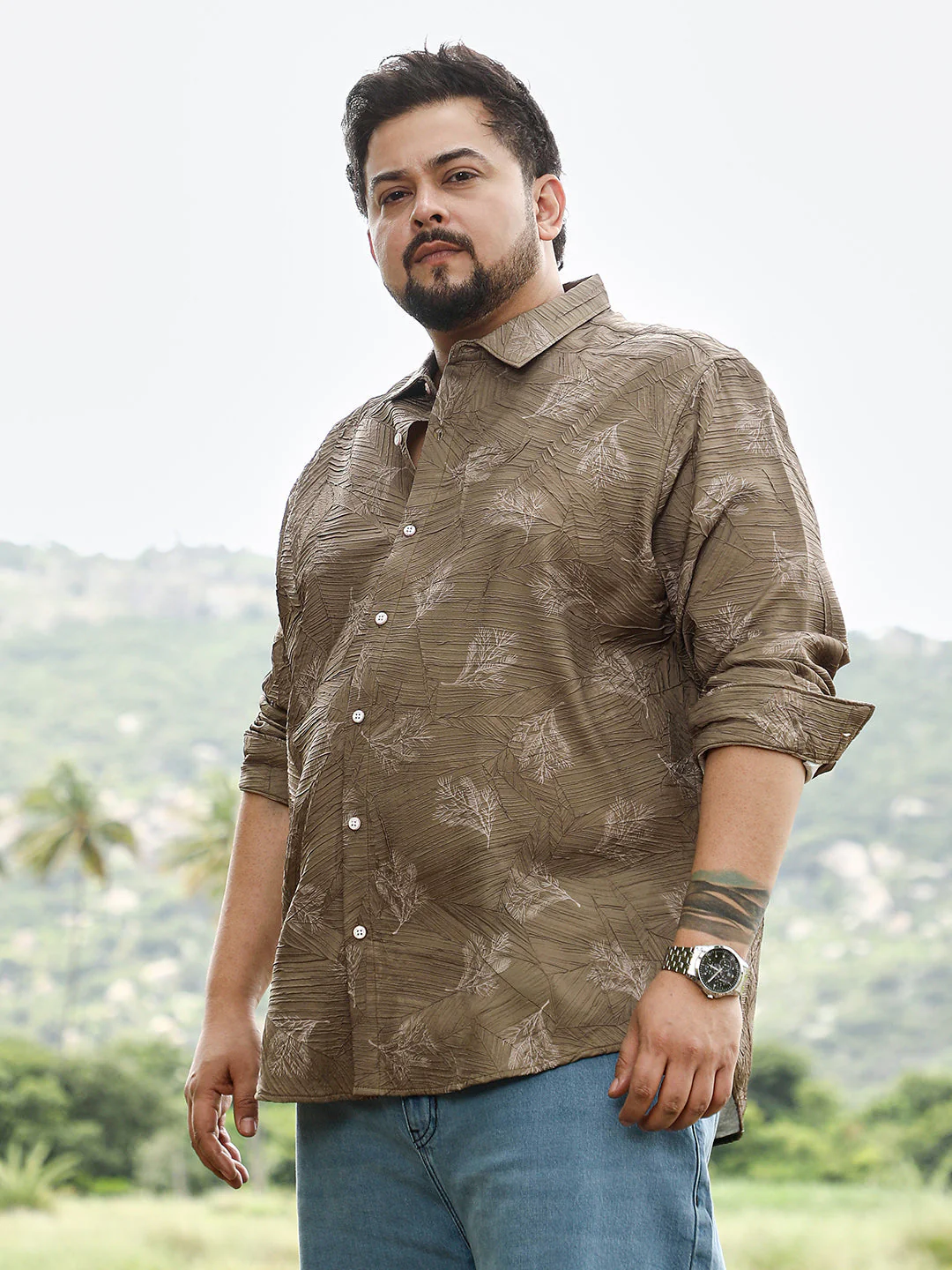 Twig-Imprint Foliage-Tactile Shirt - Image 3