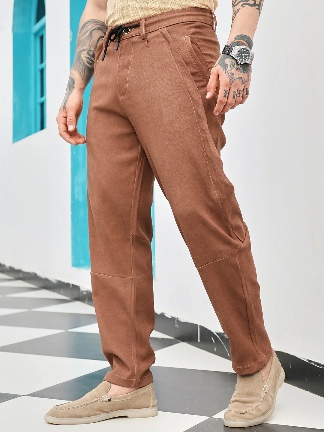 Twill-Panelled Chino Trousers - Image 3