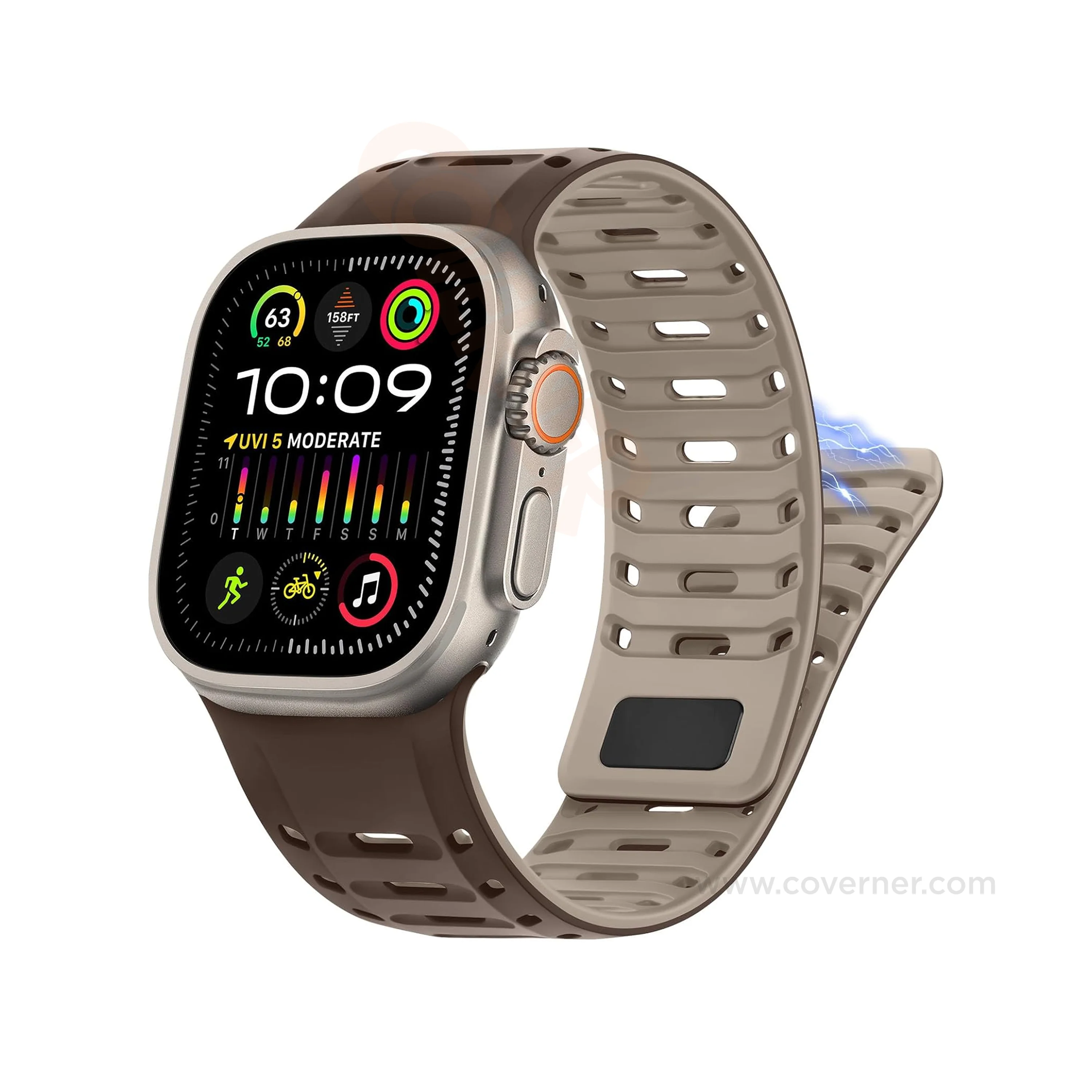 TwinLock Band for Apple Watch [42/44/45/49mm] – Dual Pin + Magnetic Lock | Arthritis-Friendly, Sweatproof Silicone Strap by Coverner India - Image 12