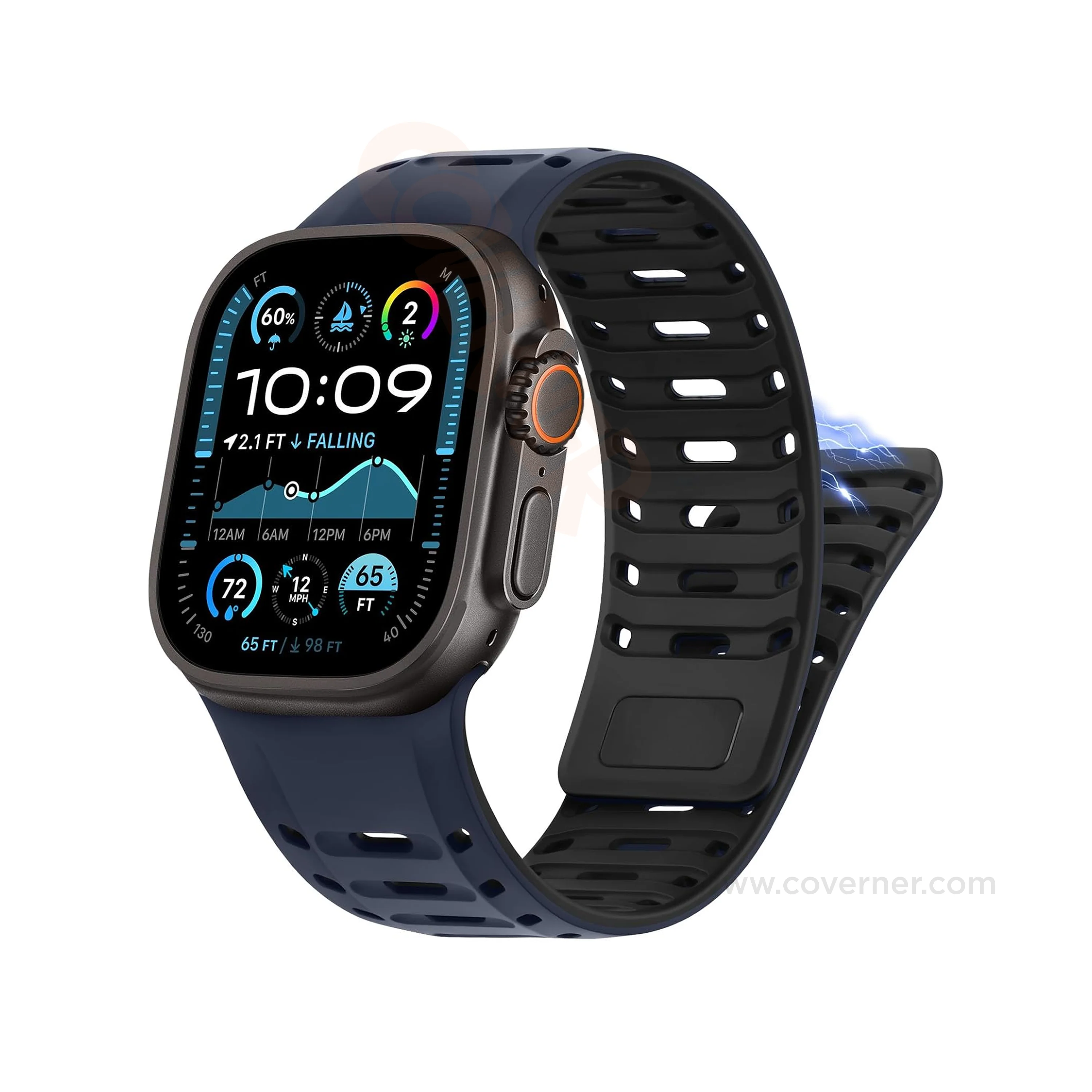 TwinLock Band for Apple Watch [42/44/45/49mm] – Dual Pin + Magnetic Lock | Arthritis-Friendly, Sweatproof Silicone Strap by Coverner India - Image 13