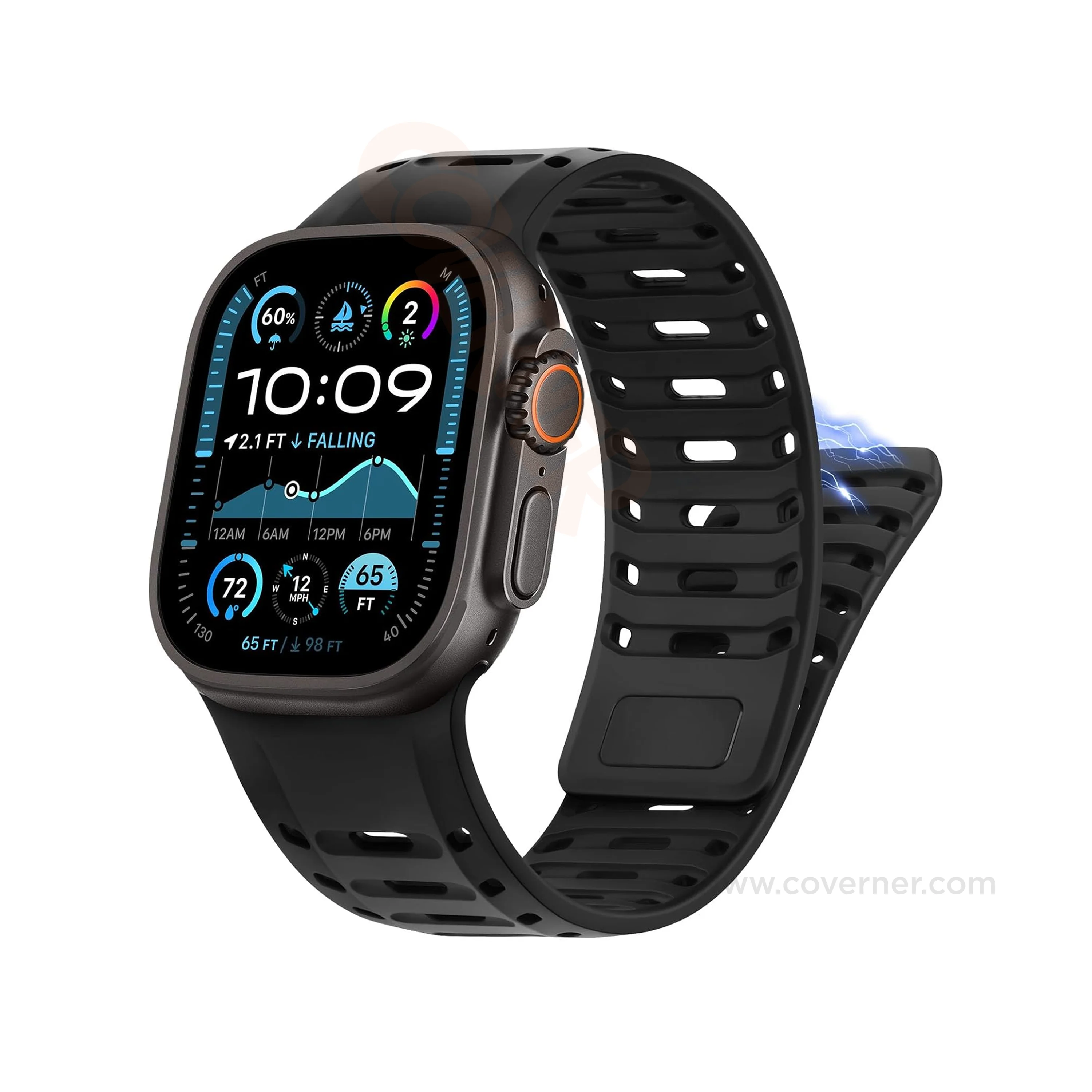 TwinLock Band for Apple Watch [42/44/45/49mm] – Dual Pin + Magnetic Lock | Arthritis-Friendly, Sweatproof Silicone Strap by Coverner India - Image 15