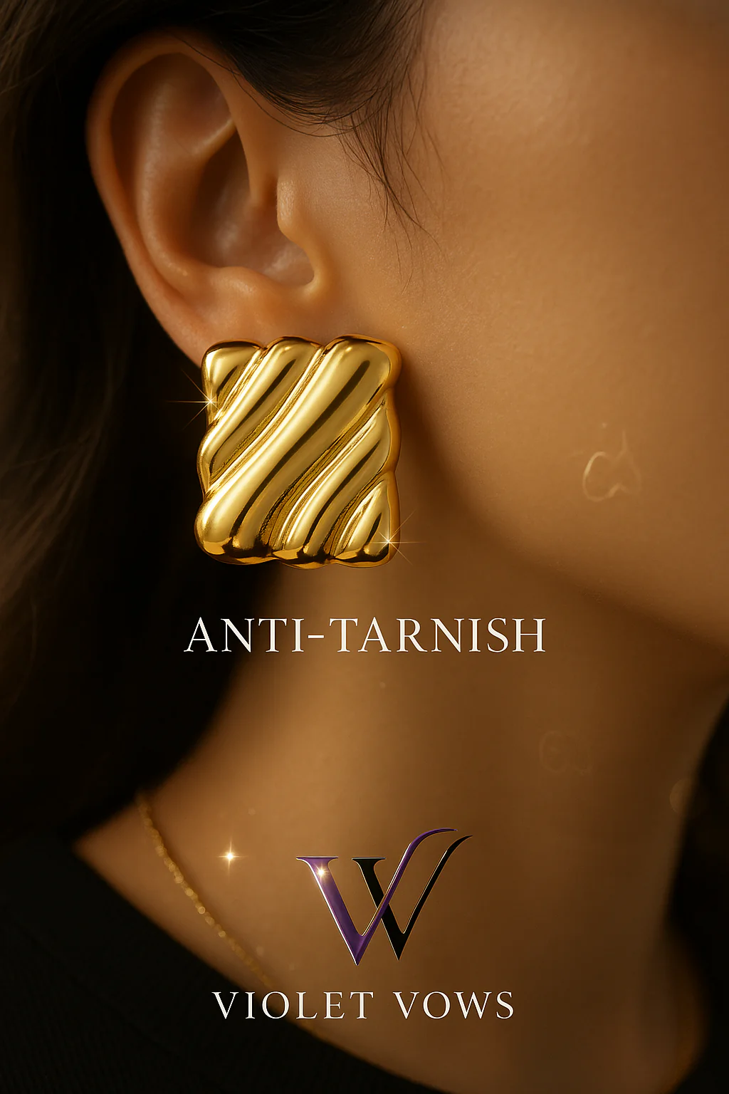 Twisted Square Studs - Image 2