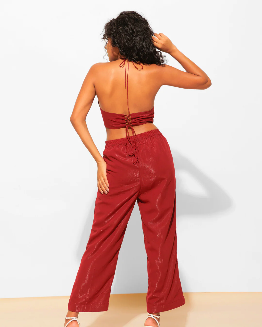 Two Piece Shimmer Top with Pants Co-ord Set - Image 8