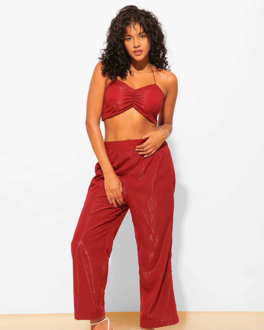 Two Piece Shimmer Top with Pants Co-ord Set - Image 11
