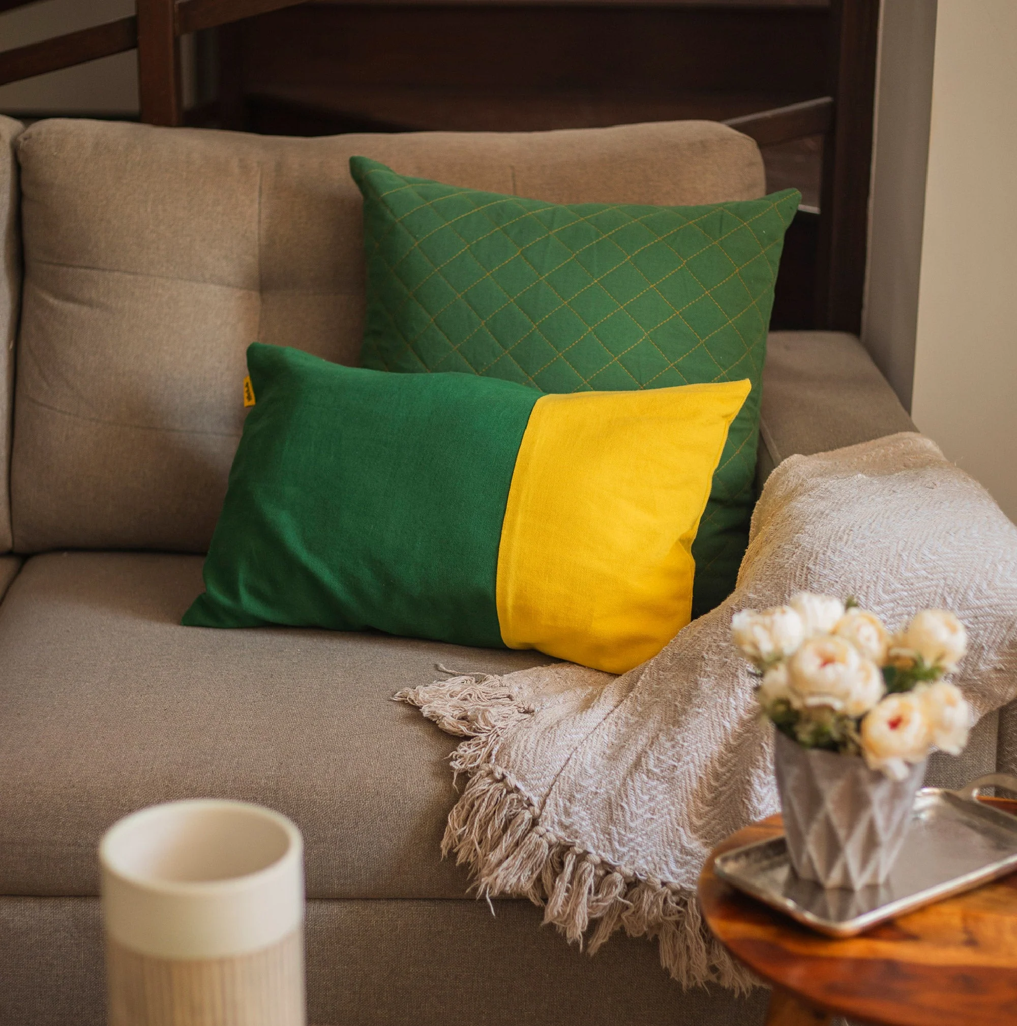Two Tone Lumbar Cushion Cover | Set Of 2 - Image 12